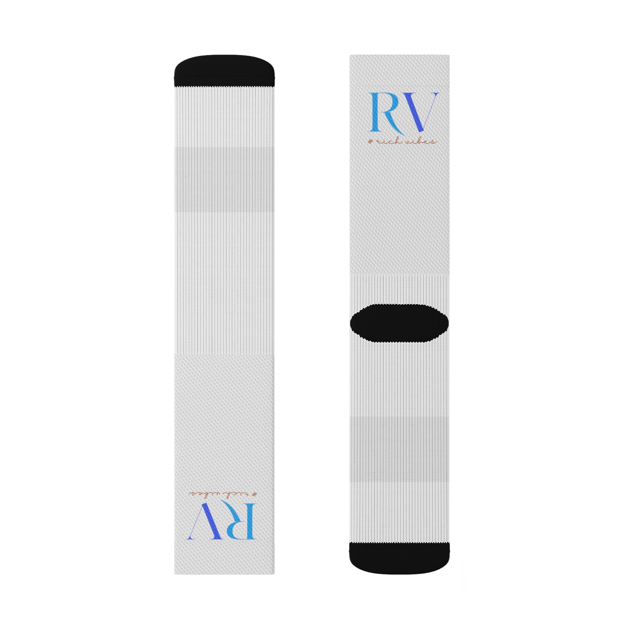Rich Vibes RV Logo White - Sublimation Socks
