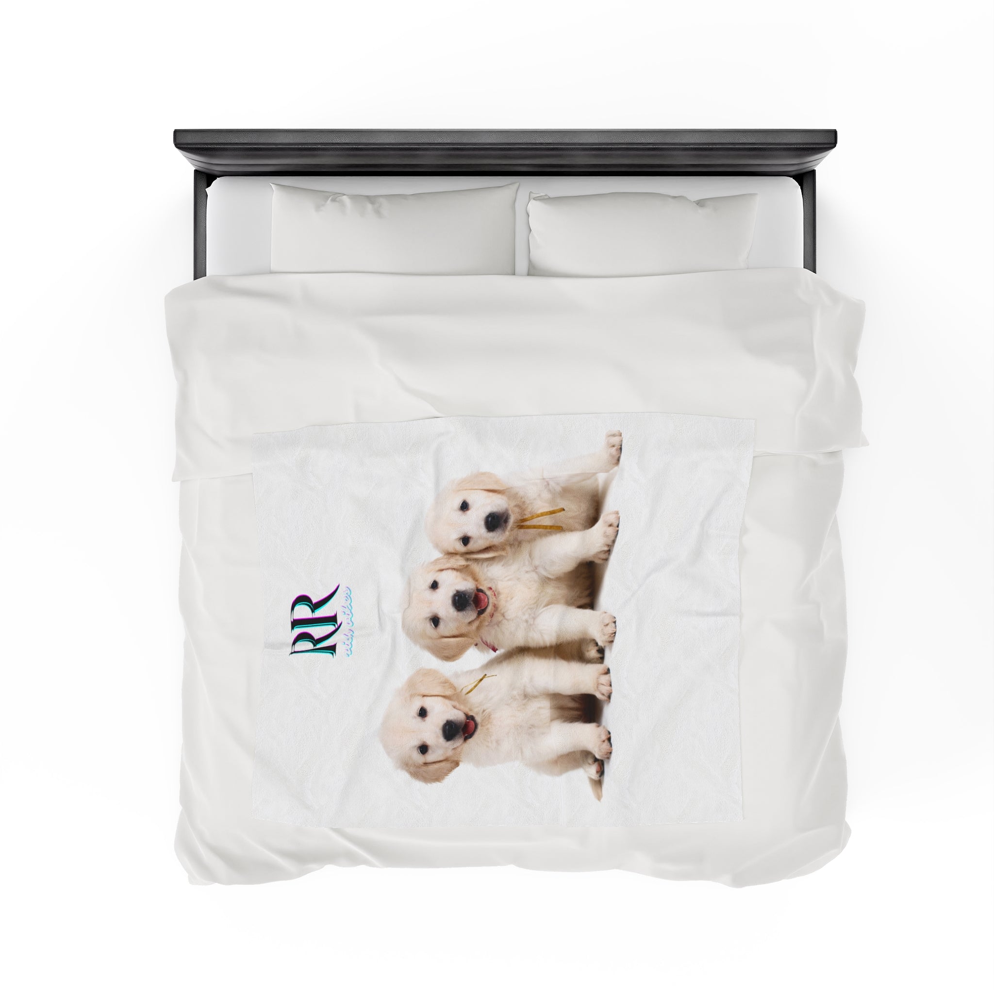 Rich Vibes RR Three White Retriever Pups - Velveteen Plush Blanket White
