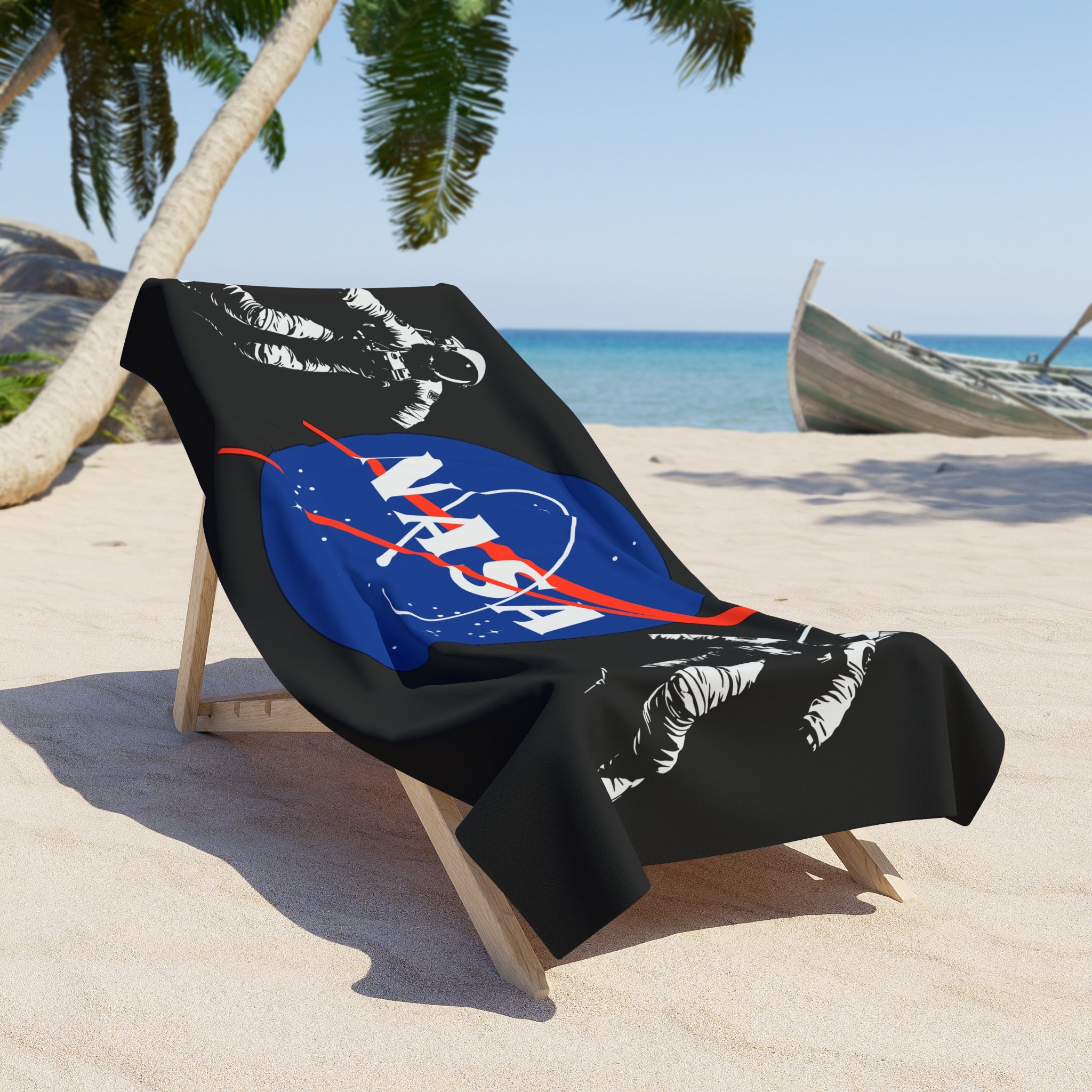 Rich Vibes NASA Global - Beach Towel - Black