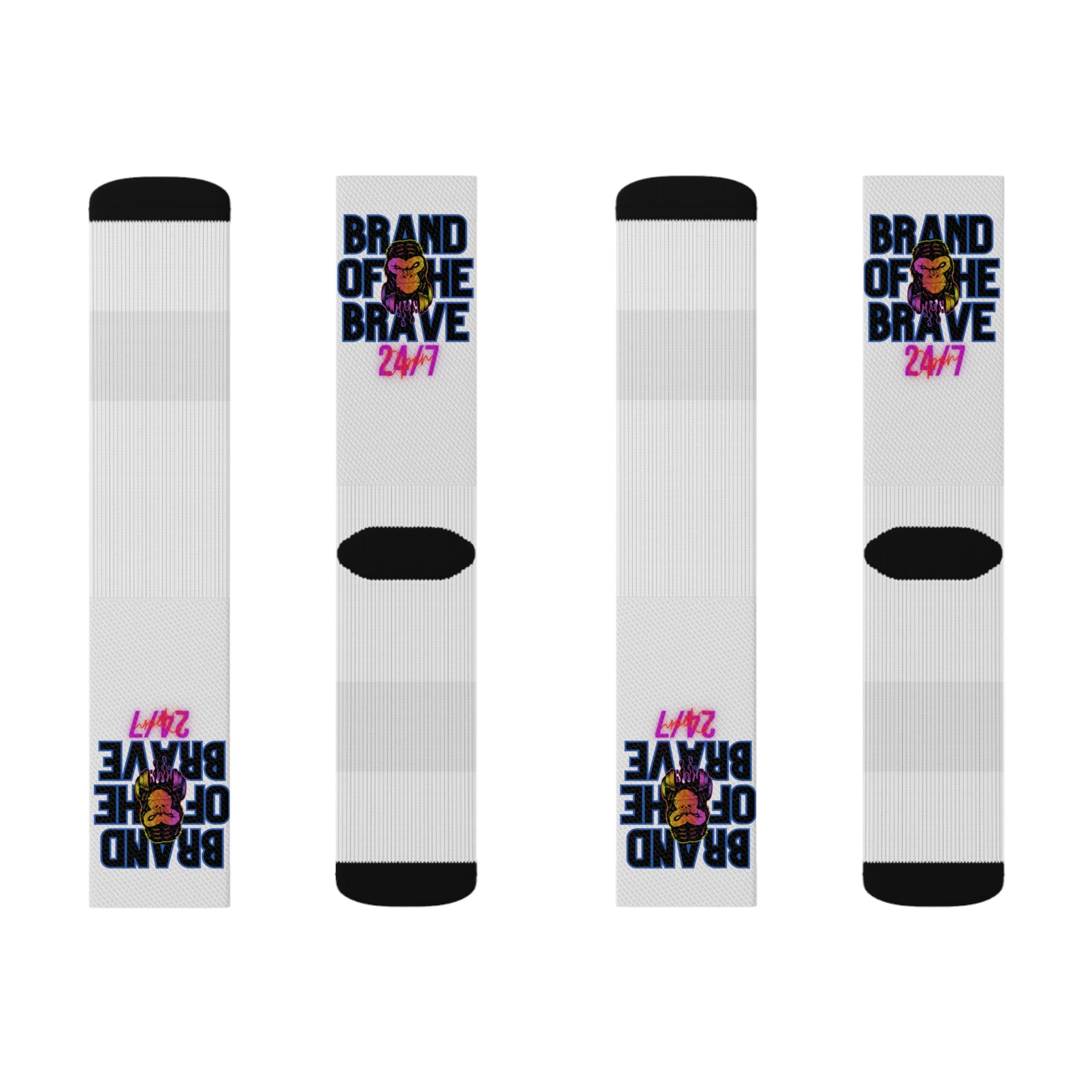 Rich Vibes Brand Of The Brave White - Sublimation Socks