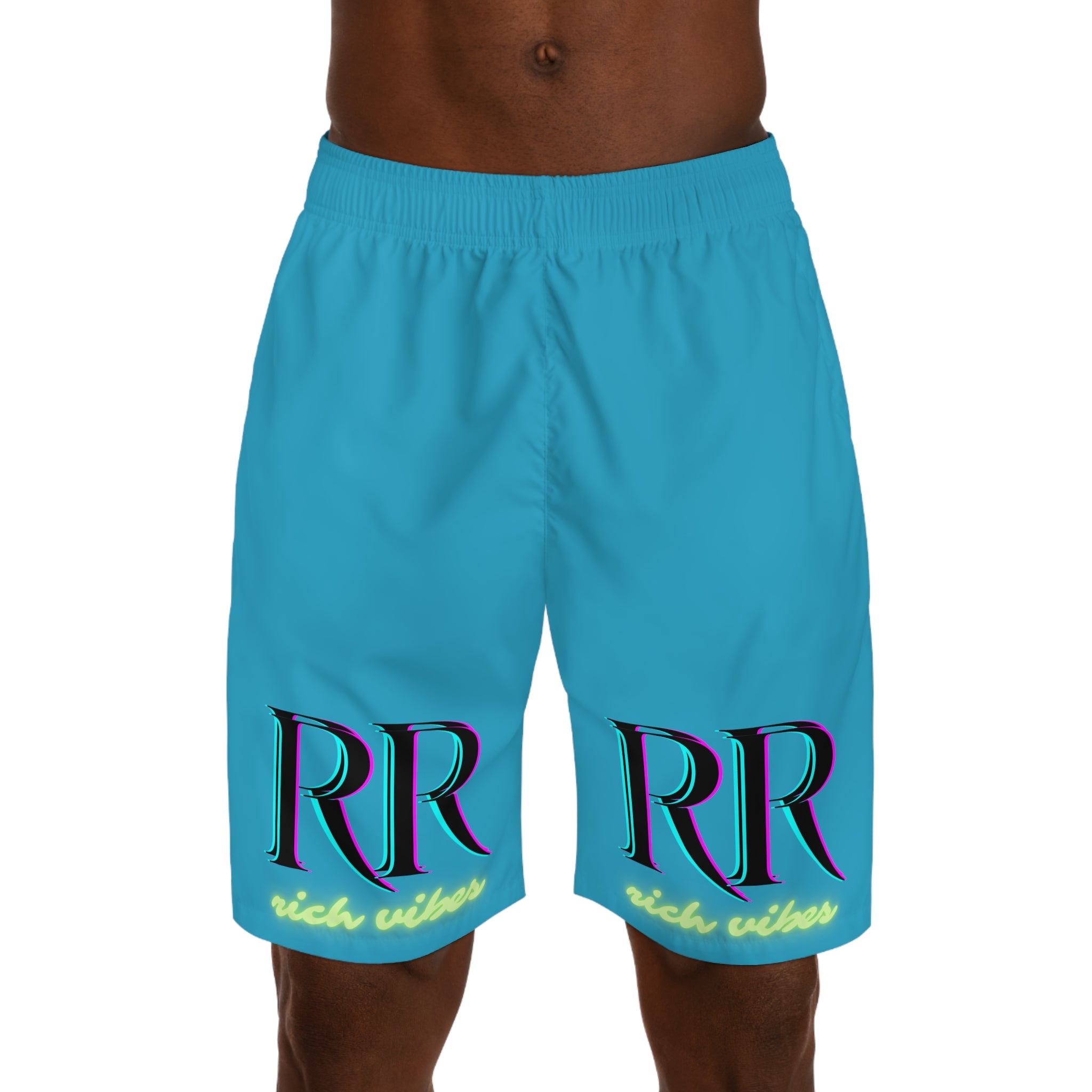 Rich Vibes Volt RR Blue Sky Stripe - Men's Jogger Shorts (AOP)Turquoise