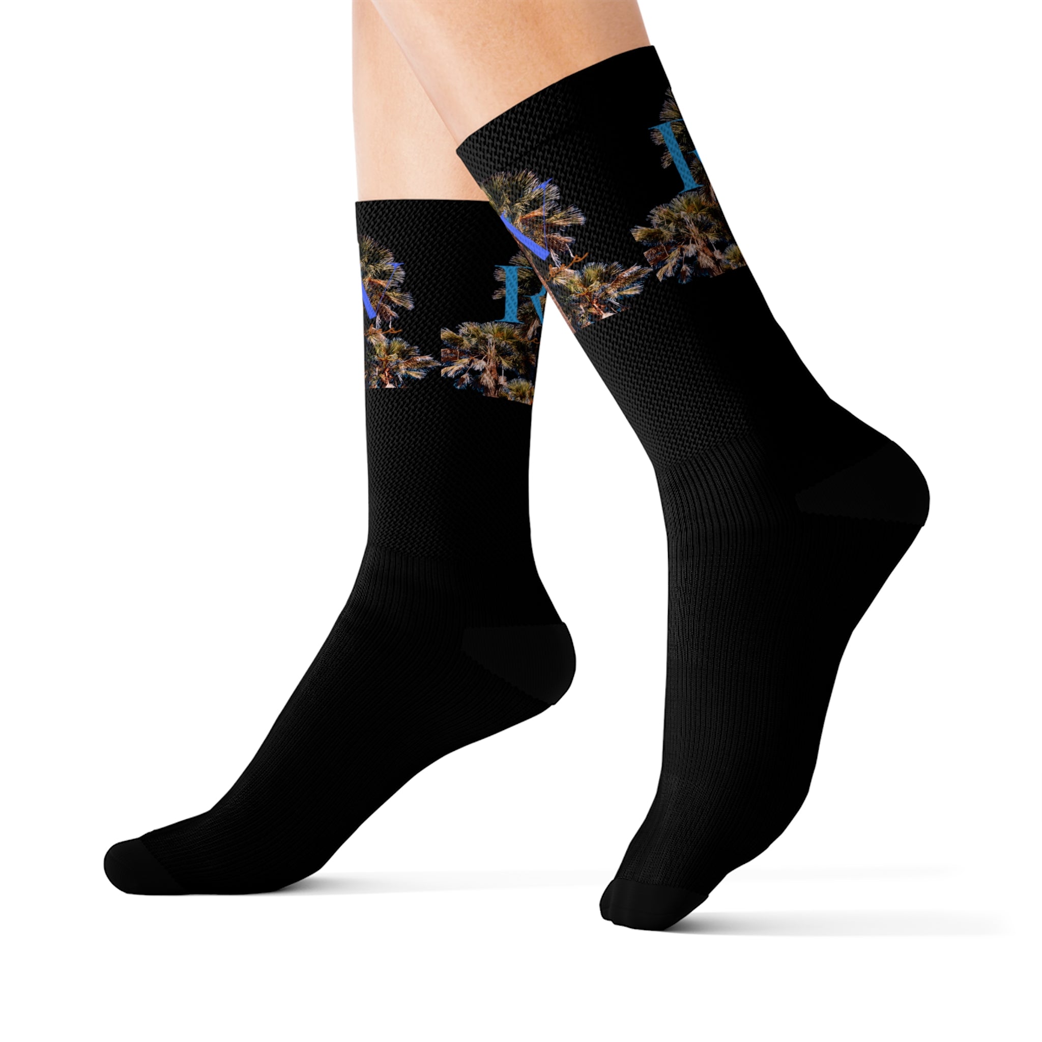 Rich Vibes RV Palm Tree Logo Black - Sublimation Socks
