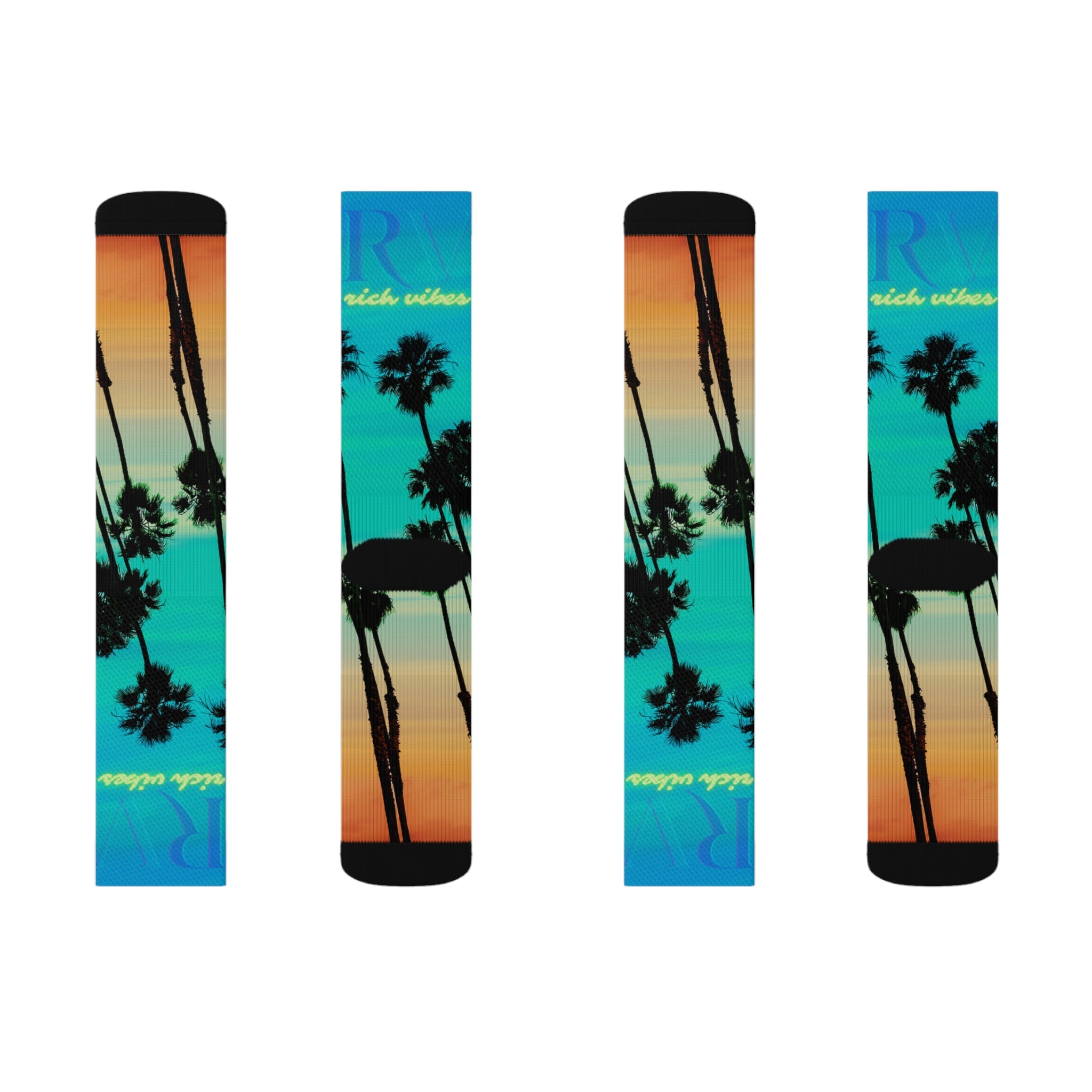 Rich Drip Blue Skies Beach Vibes RV - Sublimation Socks Blue Volt