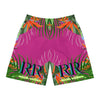 Rich Vibes Volt Pink Tropical Jungle Print - Men's Jogger Shorts (AOP)Black