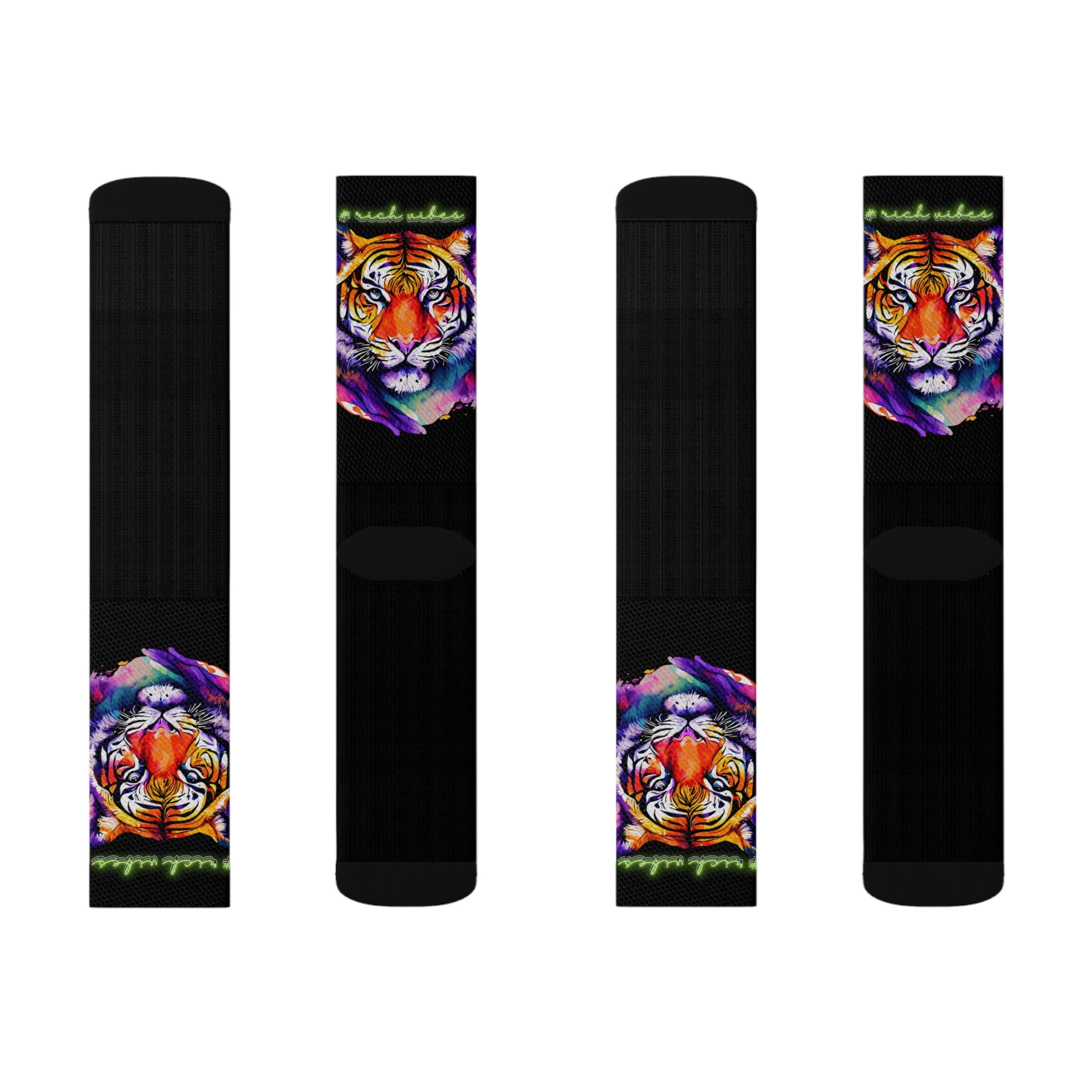 Rich Vibes Volt Tropical Jungle Tiger - Sublimation Socks Black