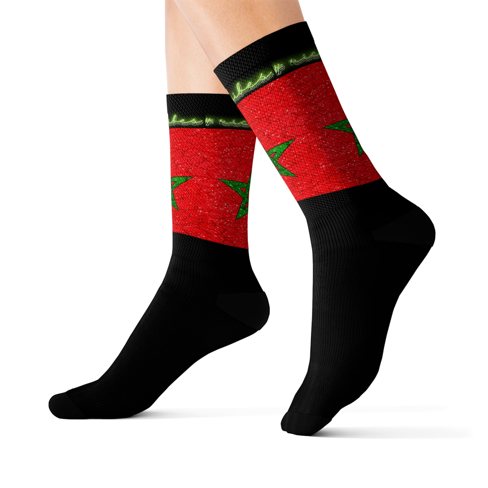 Rich Vibes Volt Moroco Grunge Flag Black - Sublimation Socks