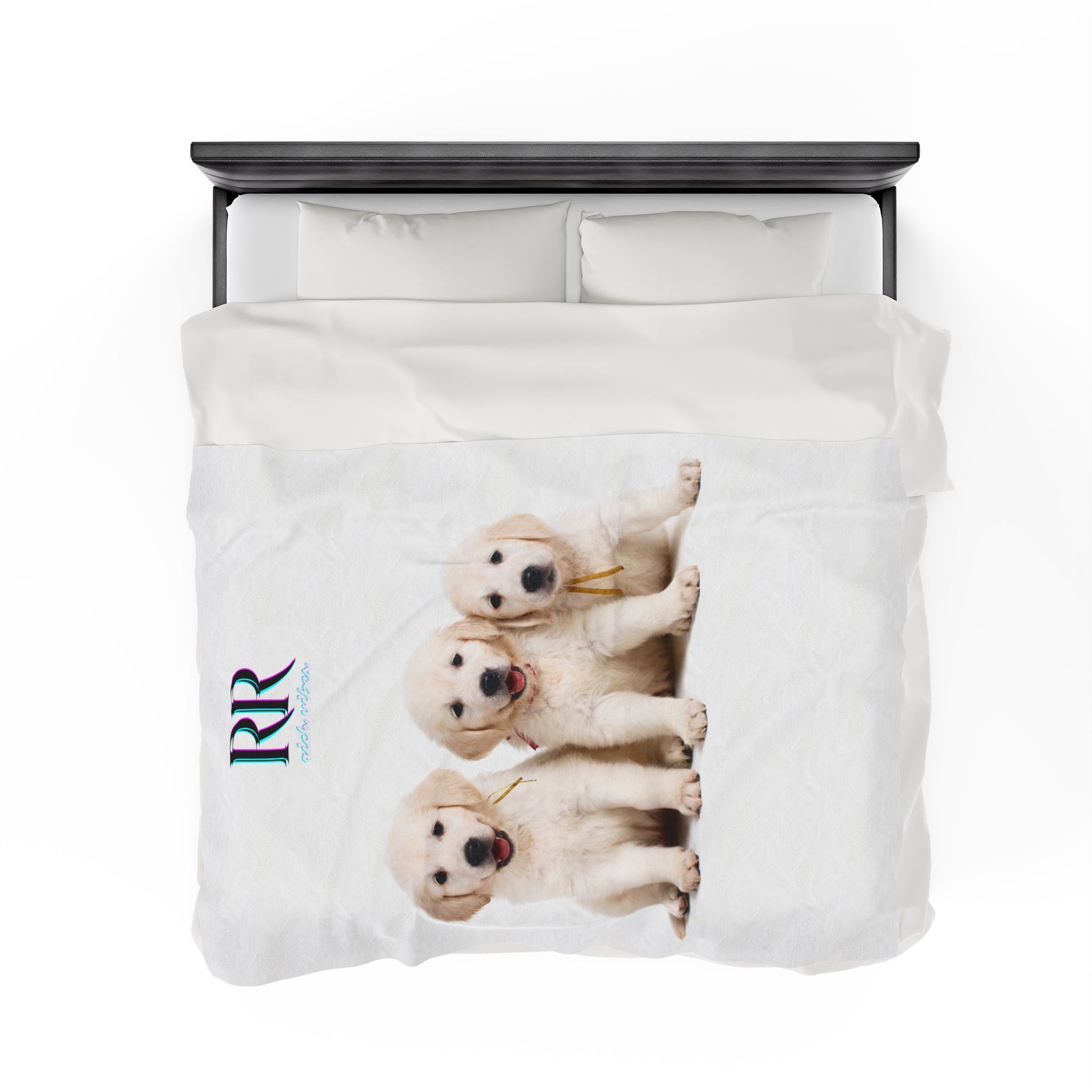 Rich Vibes RR Three White Retriever Pups - Velveteen Plush Blanket White