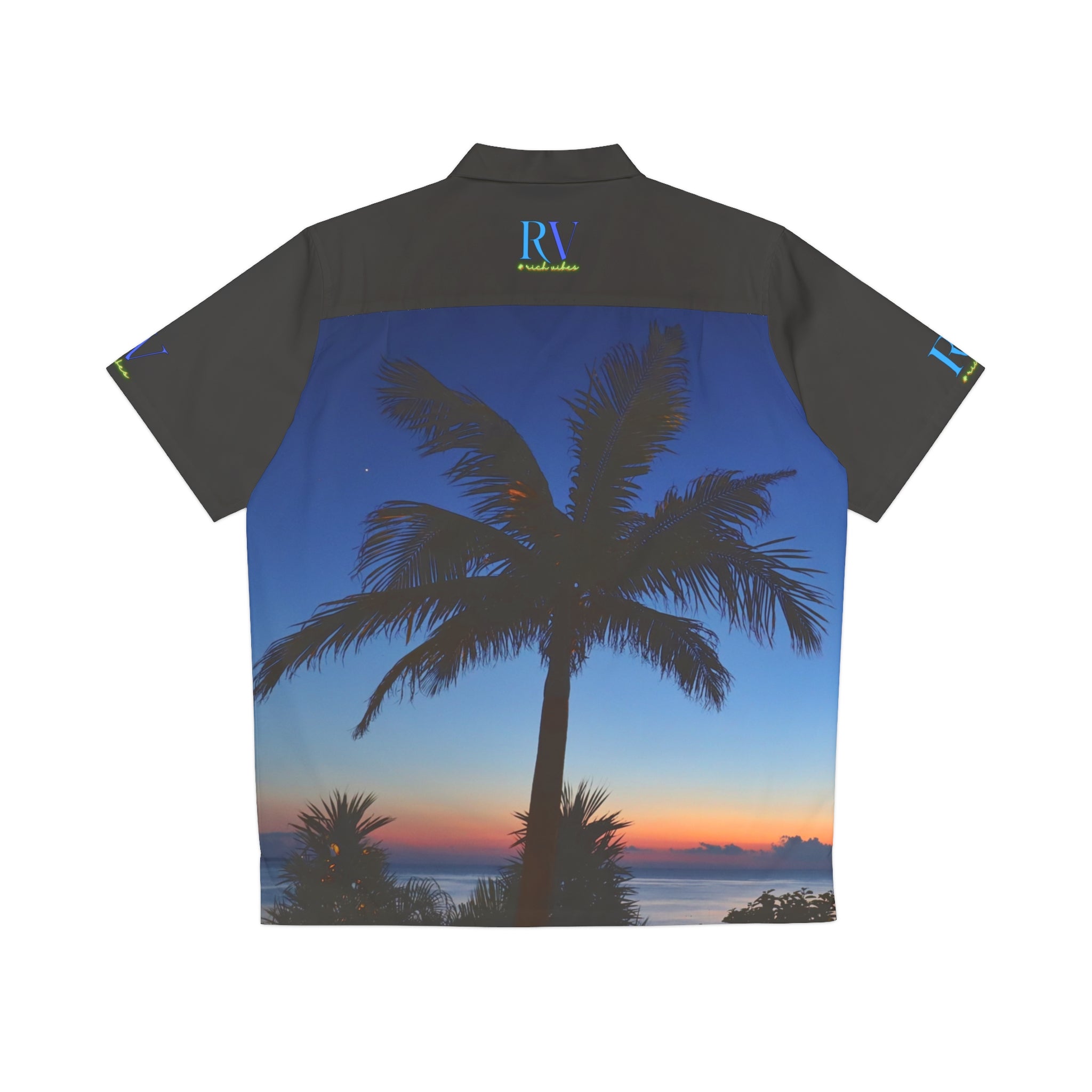 Rich Vibes Volt RV Okinawa Royal Blue Sunset 2.0 - Men's Hawaiian Shirt (AOP)Black