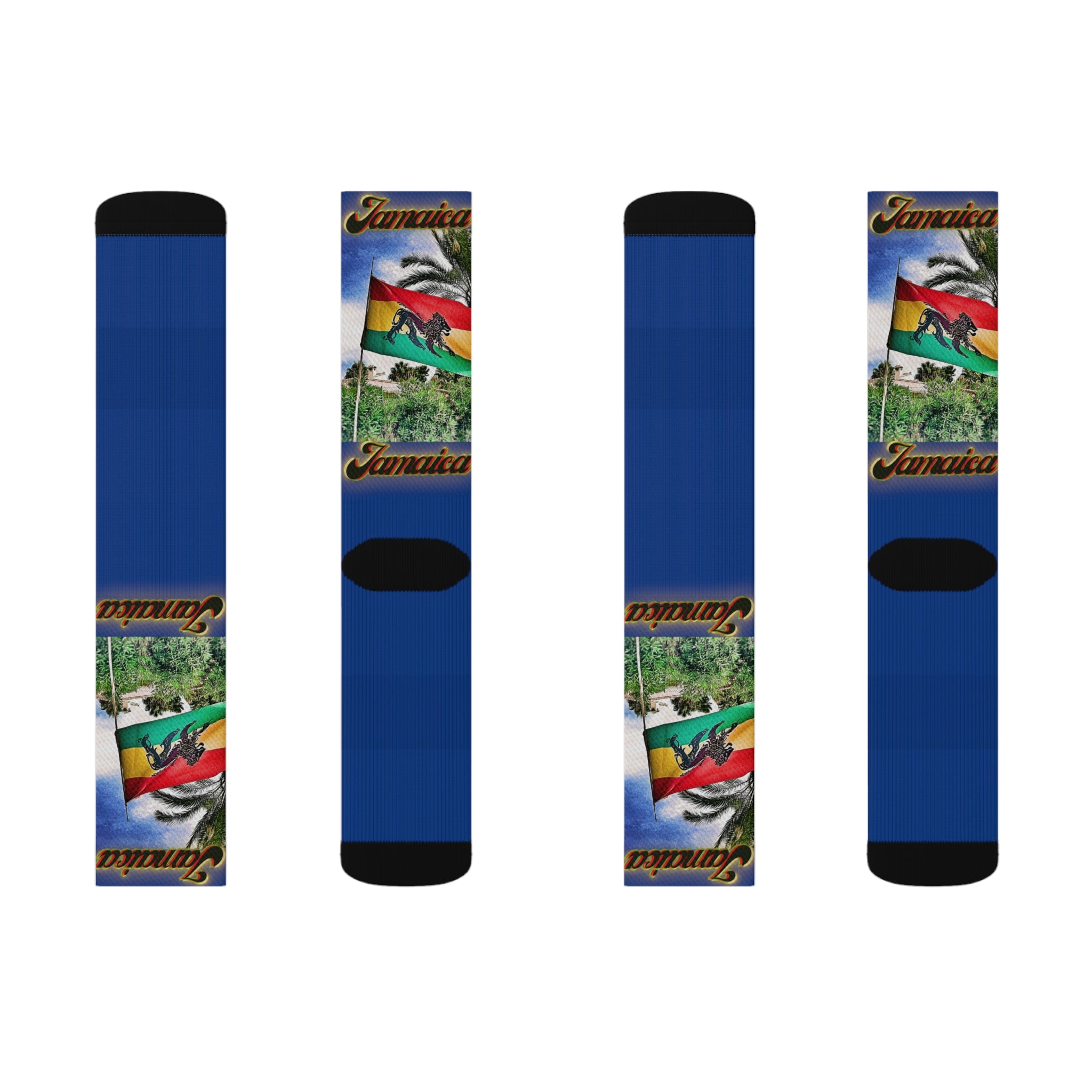 Lion Of Judah Jamaica Flag Dark Blue - Sublimation Socks