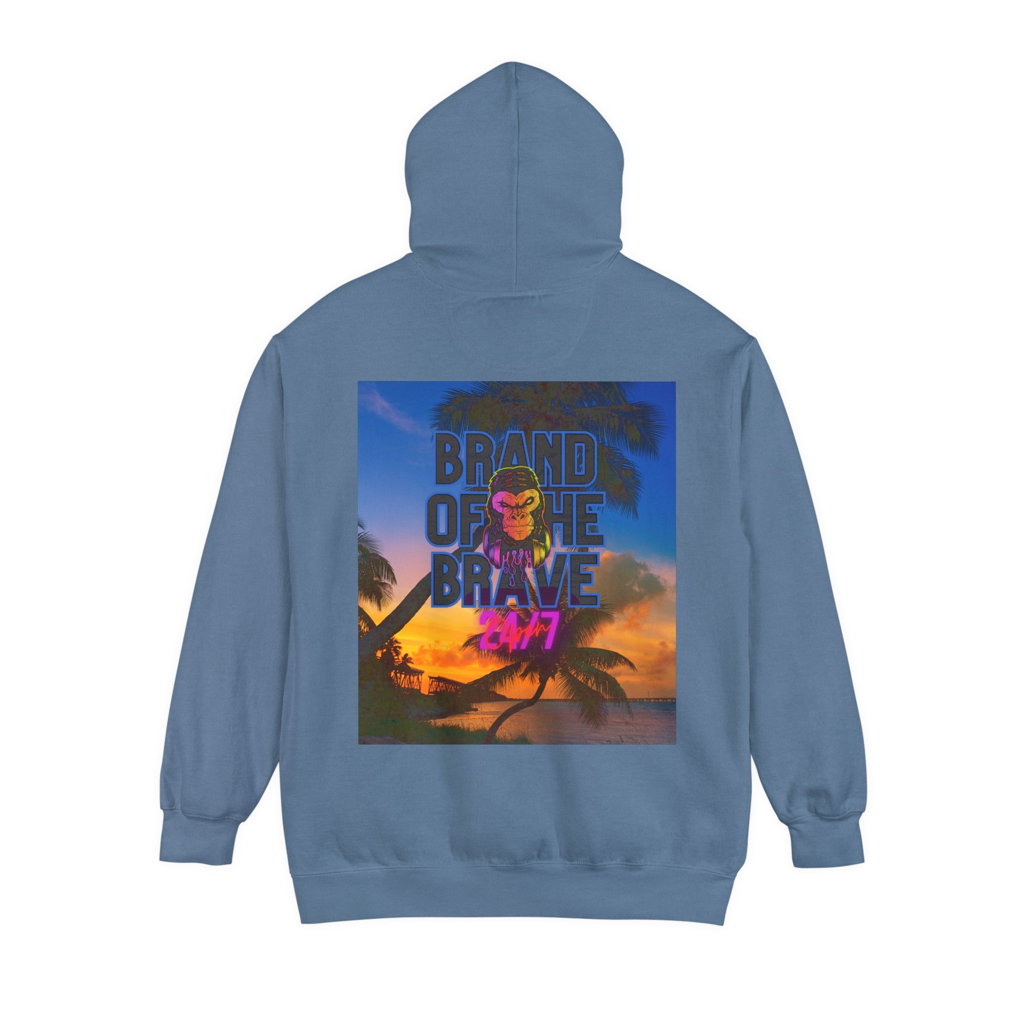 Rich Vibes Miami Beach 24/7  Blue Jean - Garment-Dyed Hoodie