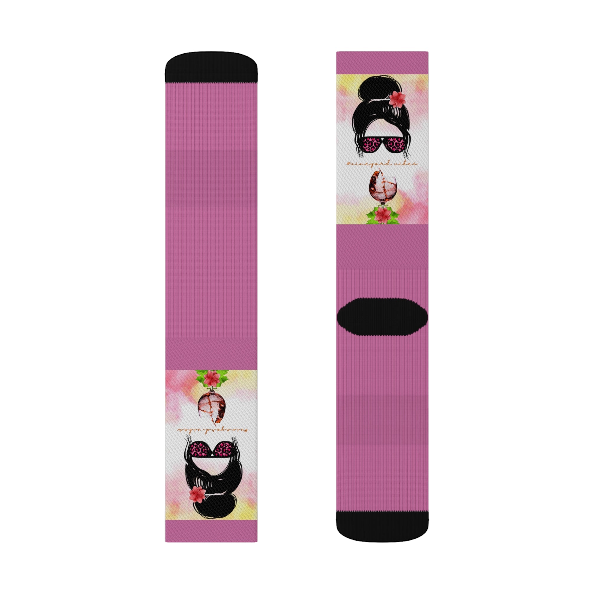 Vineyard Vibes Pink Water Colors Light Pink - Sublimation Socks