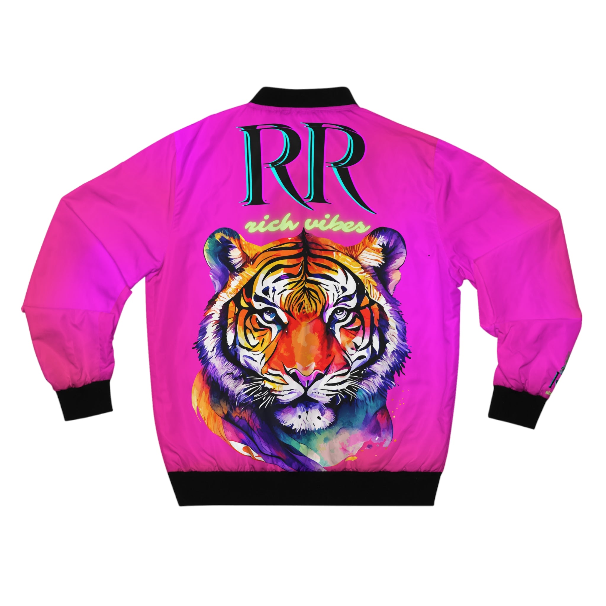 Rich Vibes Volt RR Neon Pink Tropical Jungle Tiger - Men's Bomber Jacket (AOP)