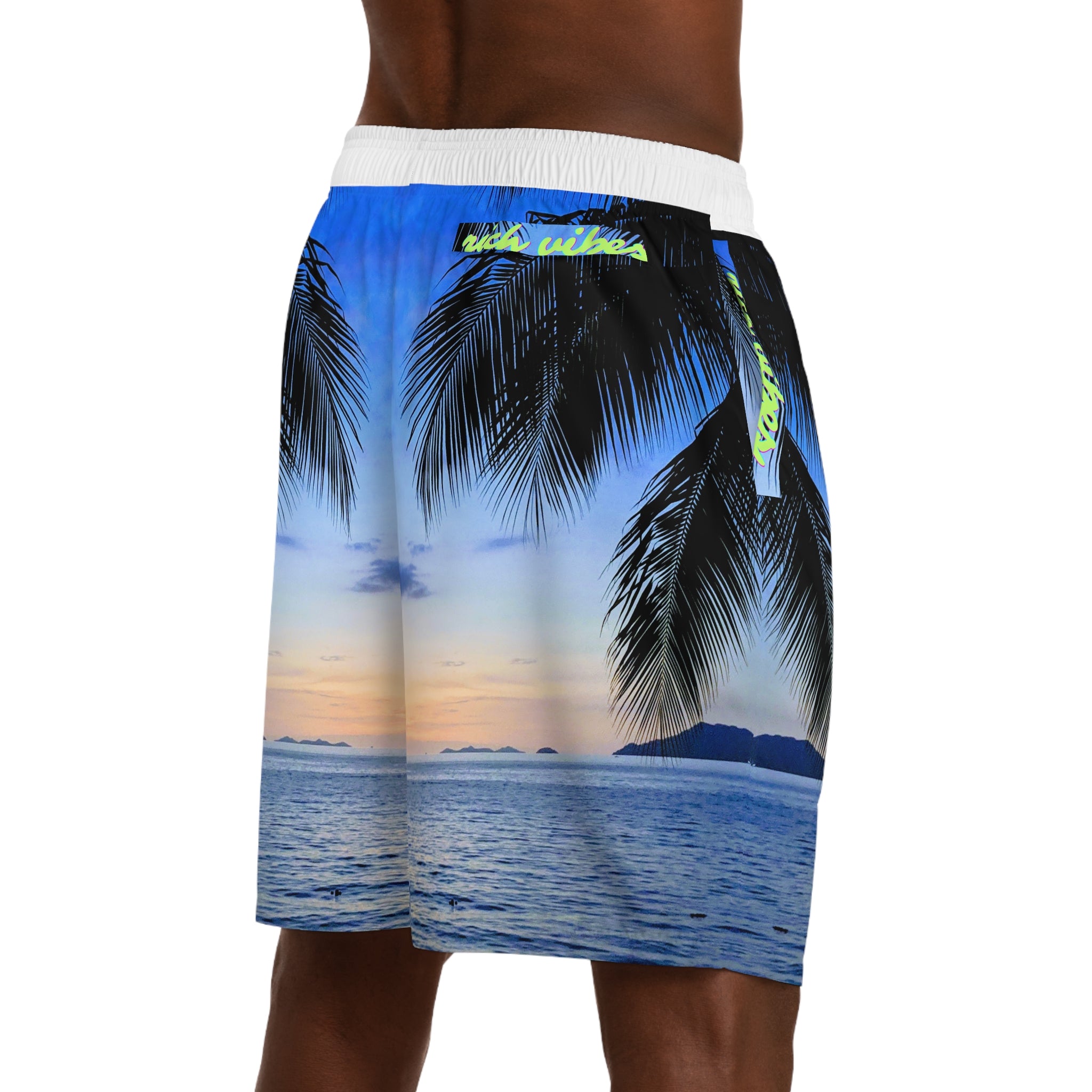 Rich Vibes Volt Blue Sky Sunset - Men's Jogger Shorts (AOP)White
