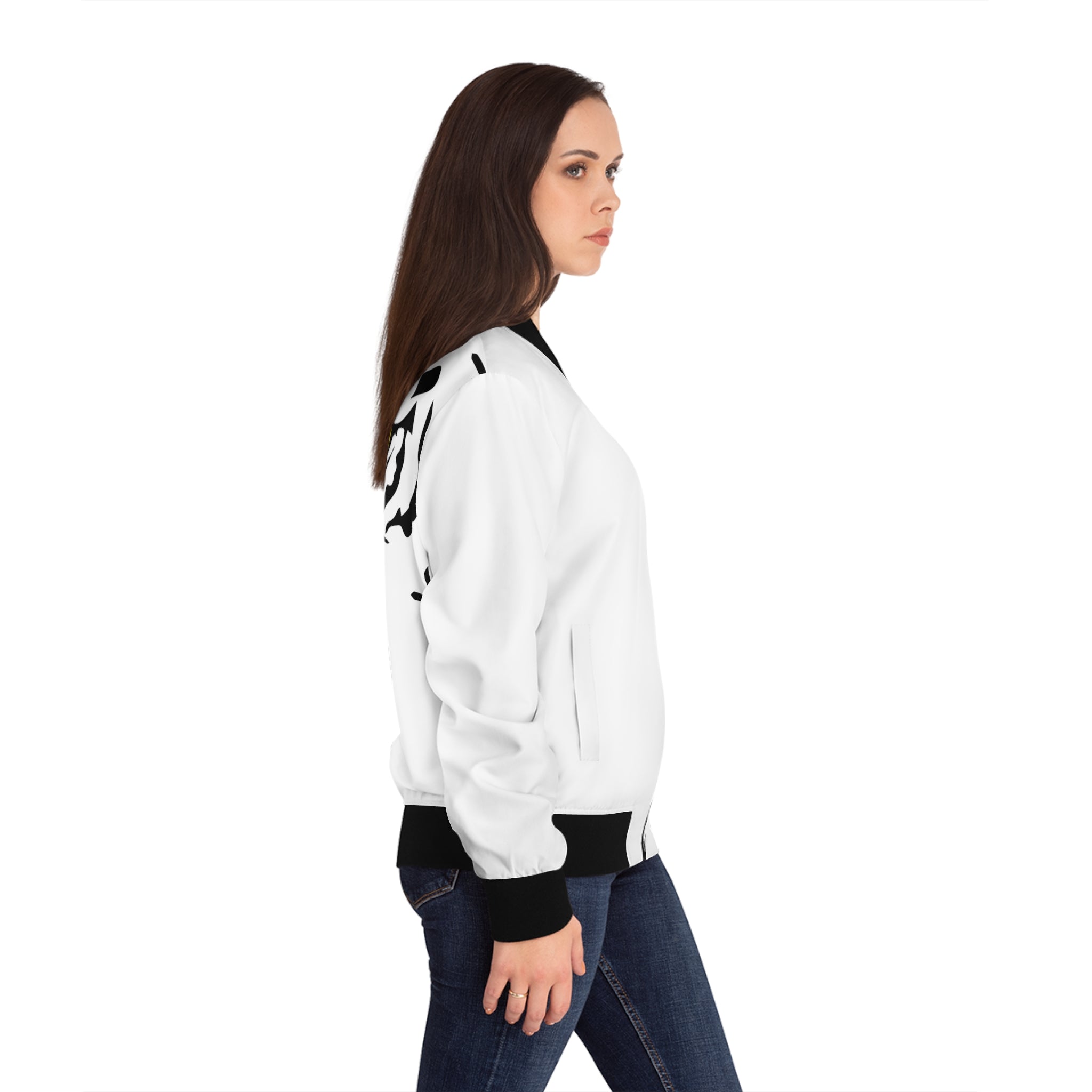 Rich Vibes RR B Eye of the Tiger - Women's Bomber Jacket (AOP) White