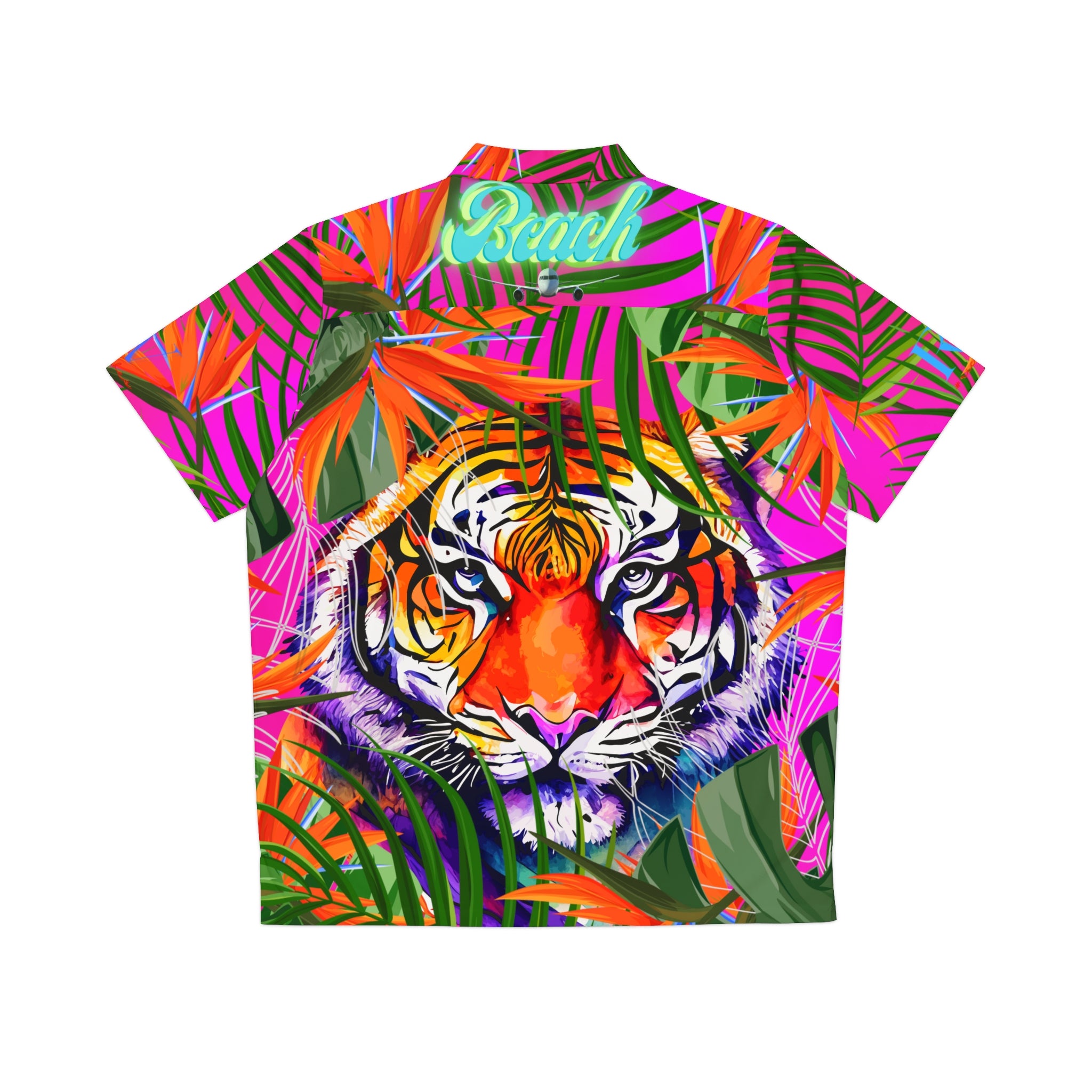 Rich Vibes Tropical Pink Jungle Tiger RV  - Men's Hawaiian Shirt (AOP)