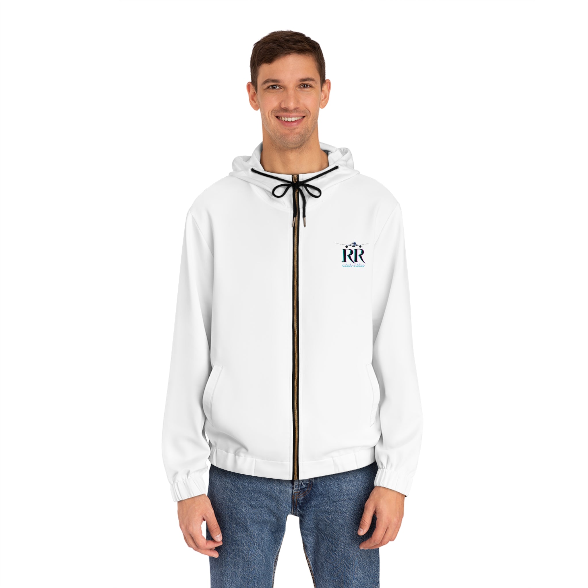 Rich Vibes RR Volt White Tropical Beach Bird 1.5 - Men's Full-Zip Hoodie (AOP)