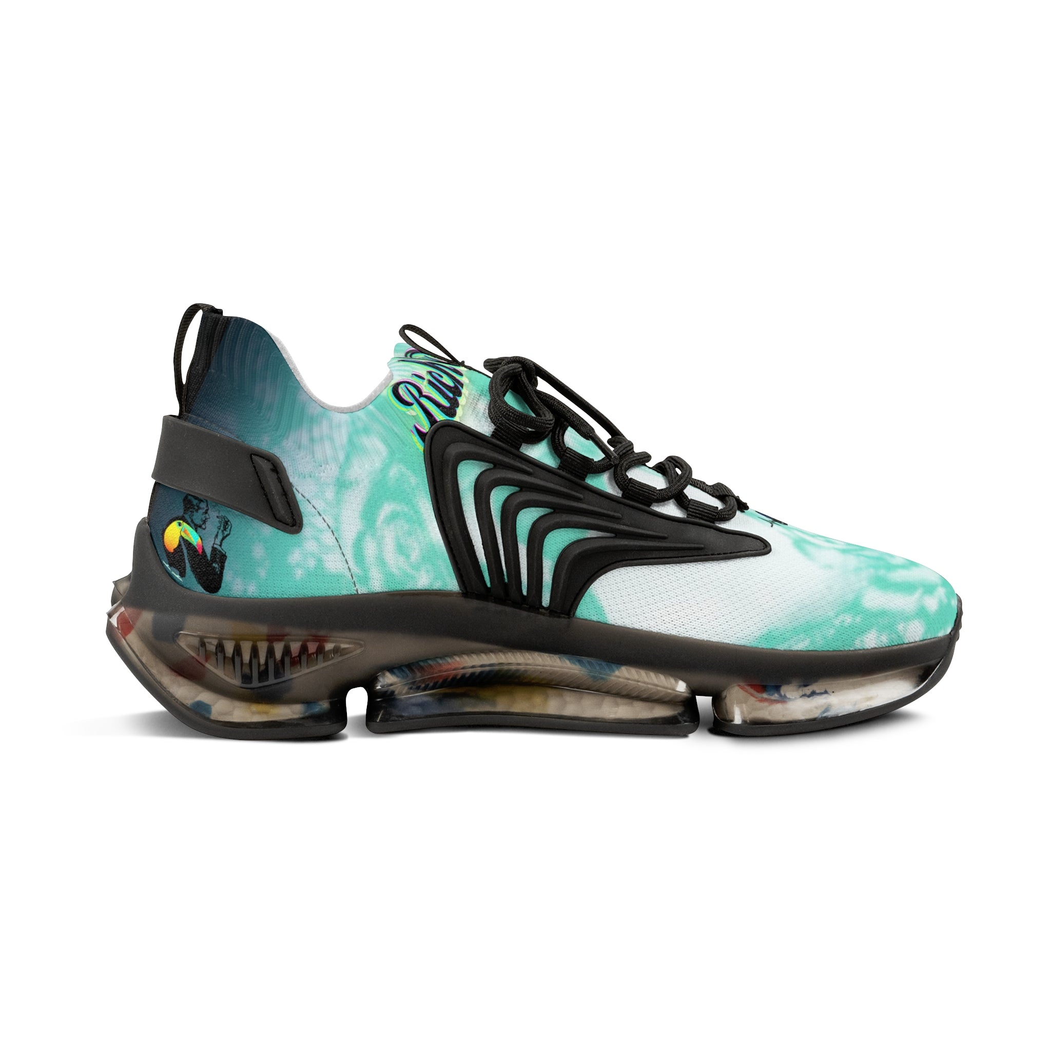 RV5 Pulse Tropical Neon Green Glow Logo - Men's Mesh Sneakers White