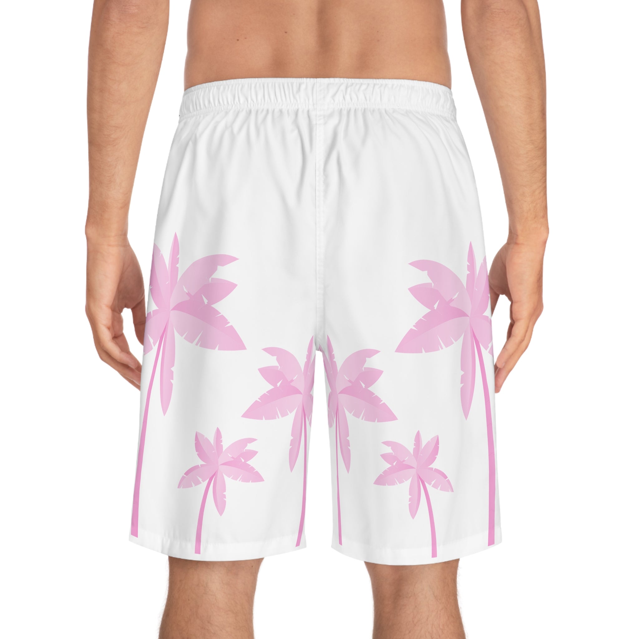 Rich Vibes Black Volt White Tropical Palm Tree Beach Chill Vibes 2.5 - Men's Board Shorts (AOP)