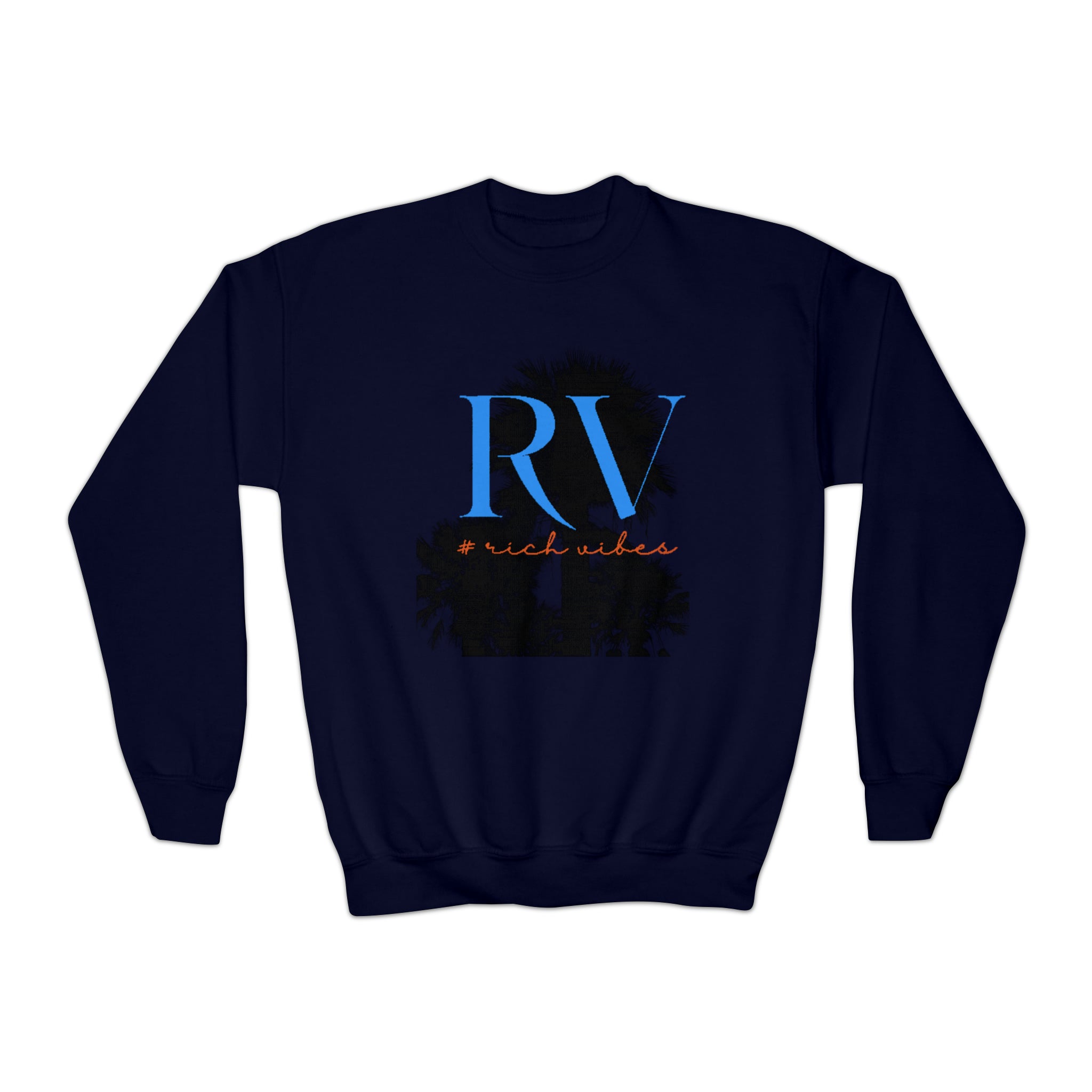 Rich Vibes RV Palm Tree - Youth Crewneck Sweatshirt