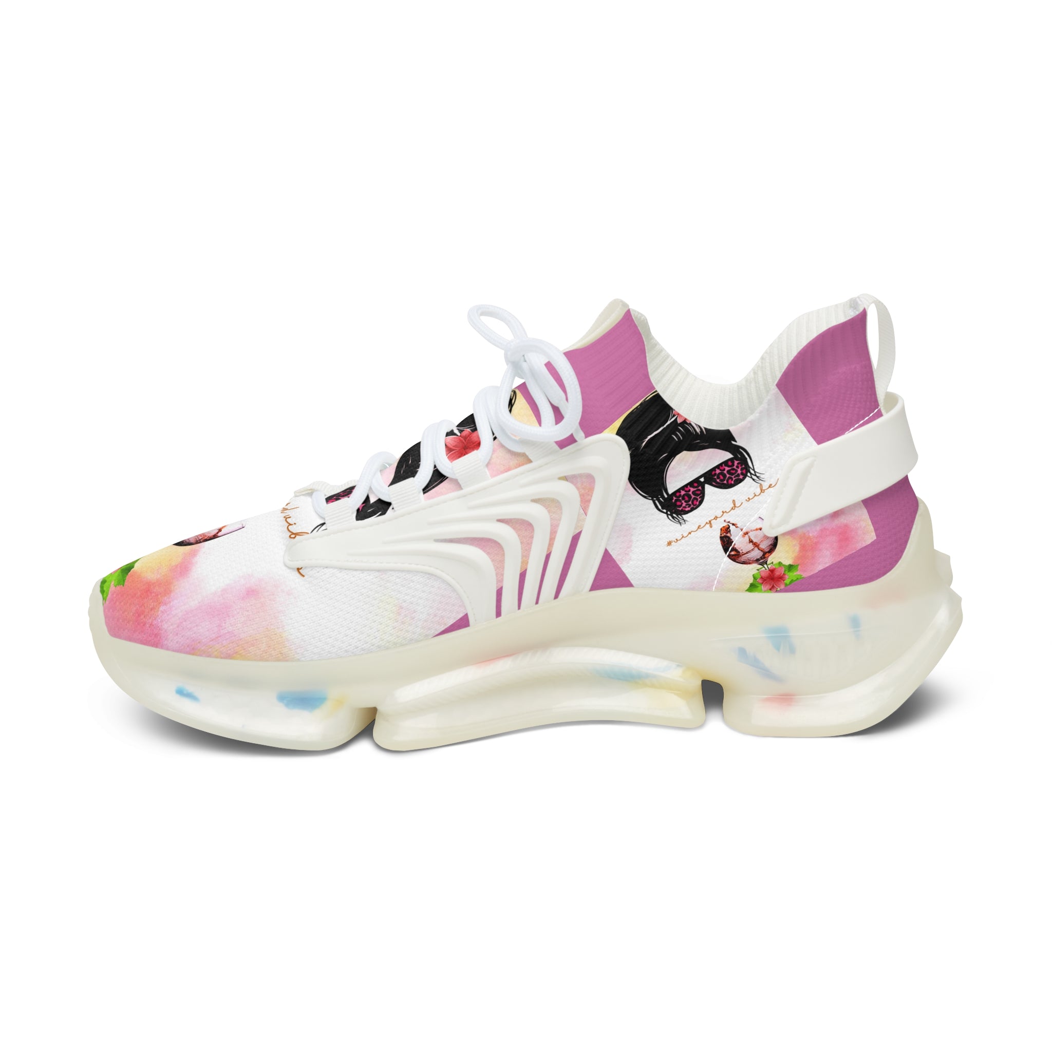 Vineyard Vibes Pink Water Color - Women's Mesh Sneakers