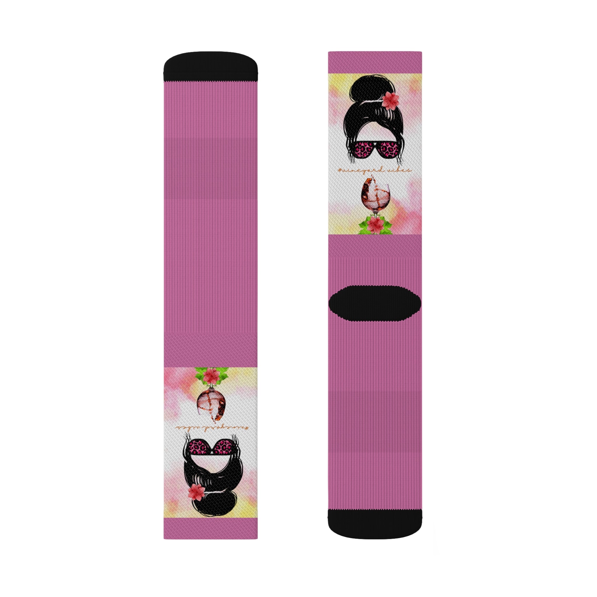 Vineyard Vibes Pink Water Colors Light Pink - Sublimation Socks