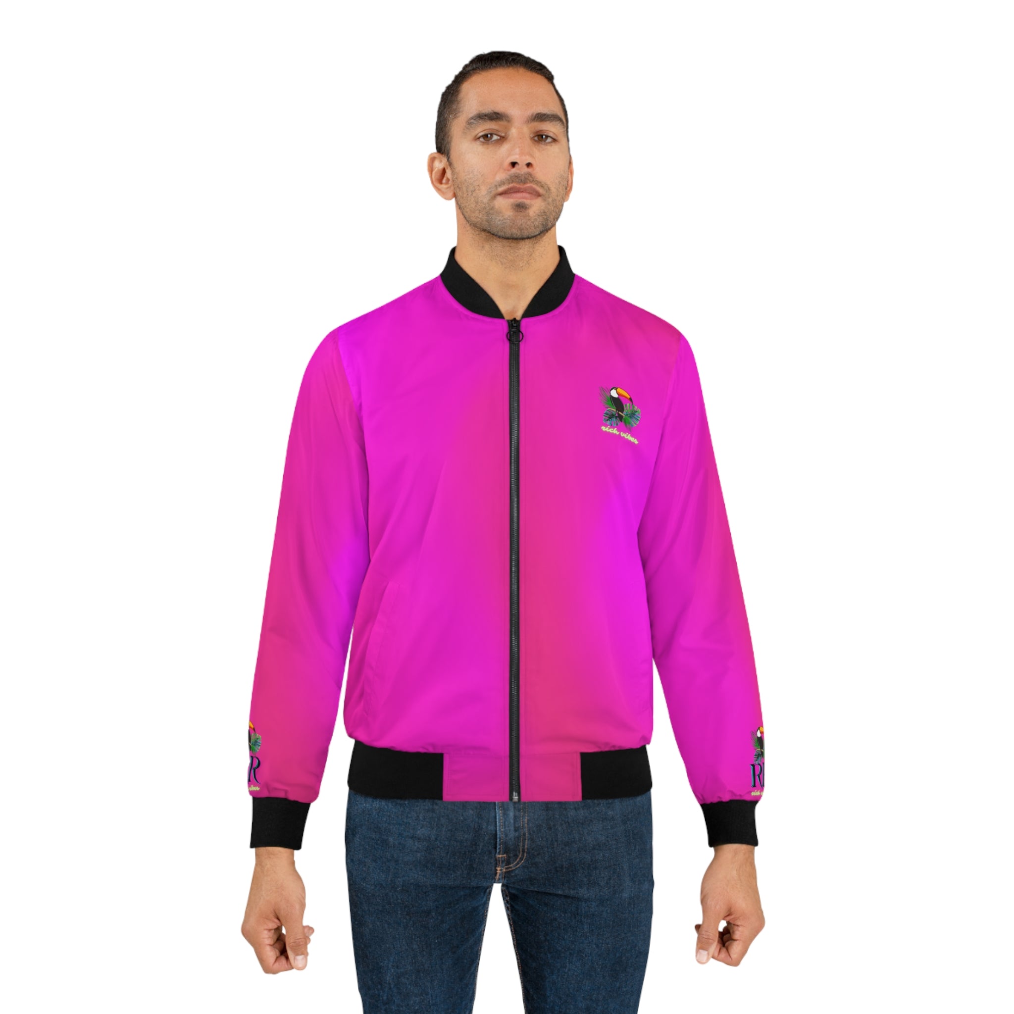 Rich Vibes Volt RR Neon Pink Tropical Jungle Tiger - Men's Bomber Jacket (AOP)