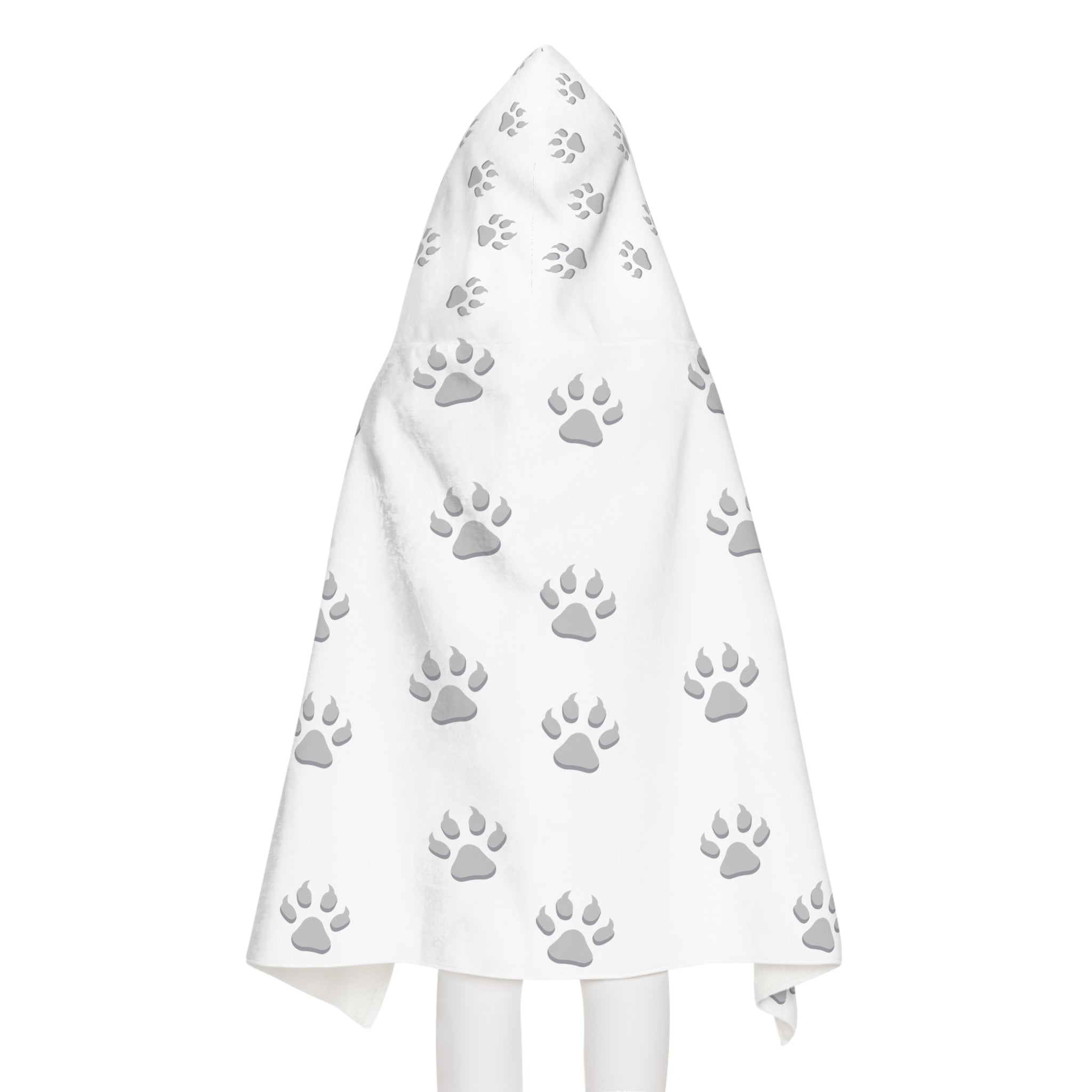 Tiger Cub Paw Print - Youth Hooded Towel (White)