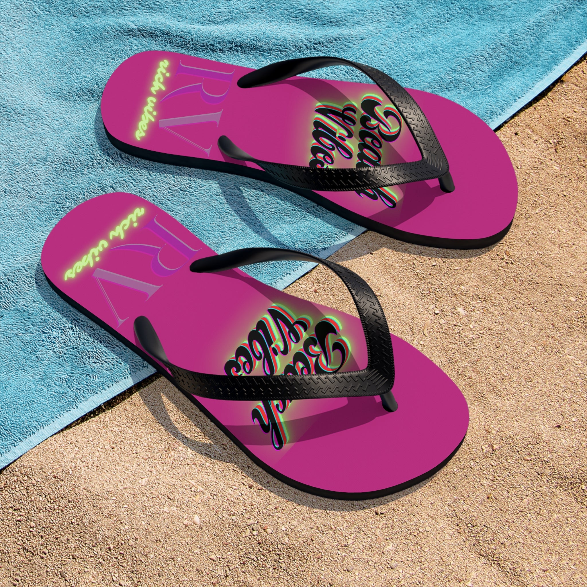 Rich Vibes RV Neon Beach Vibes - Unisex Flip-Flops - M