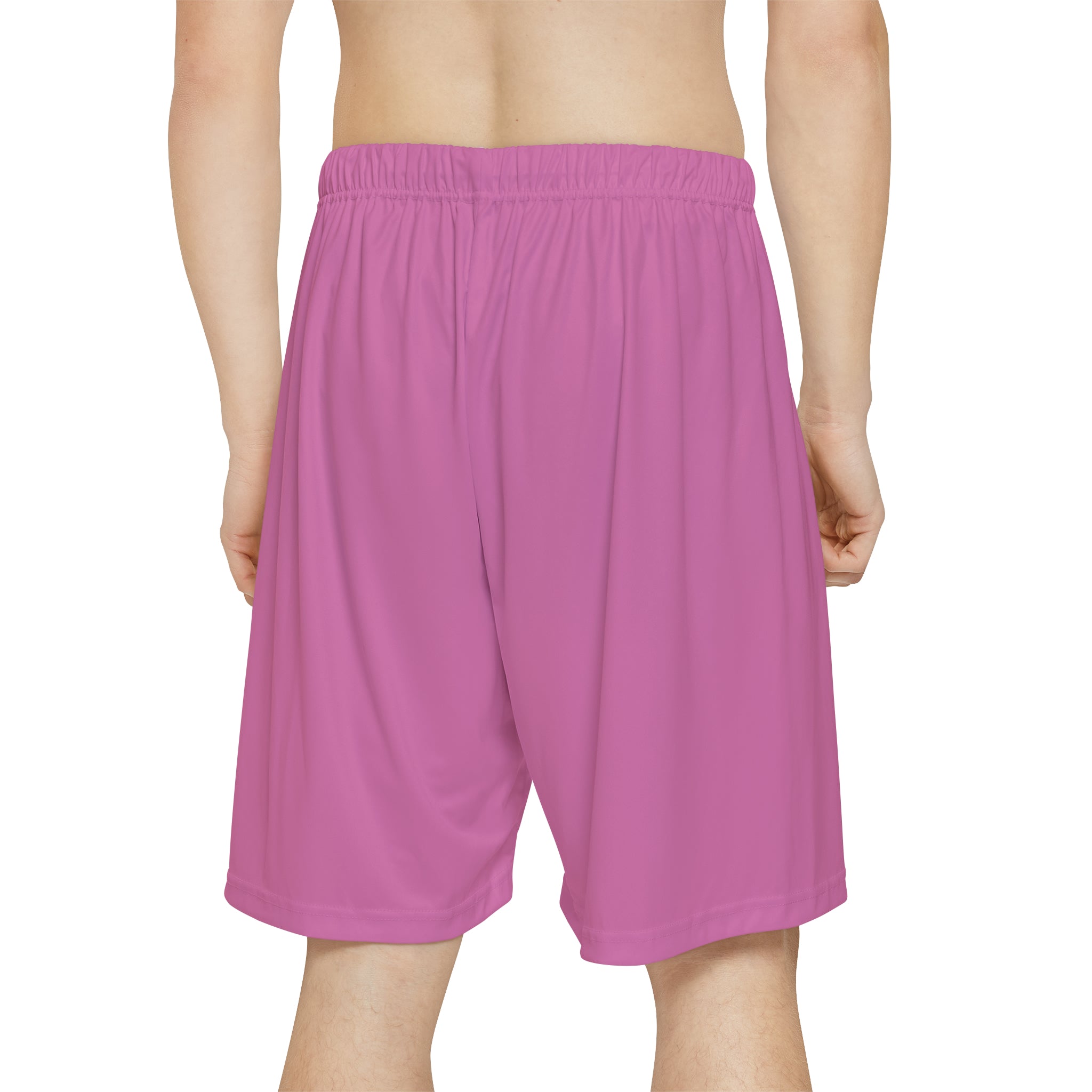 Rich Vibes RV Palm Tree Silhouette Men’s Sports Shorts (AOP) Light Pink