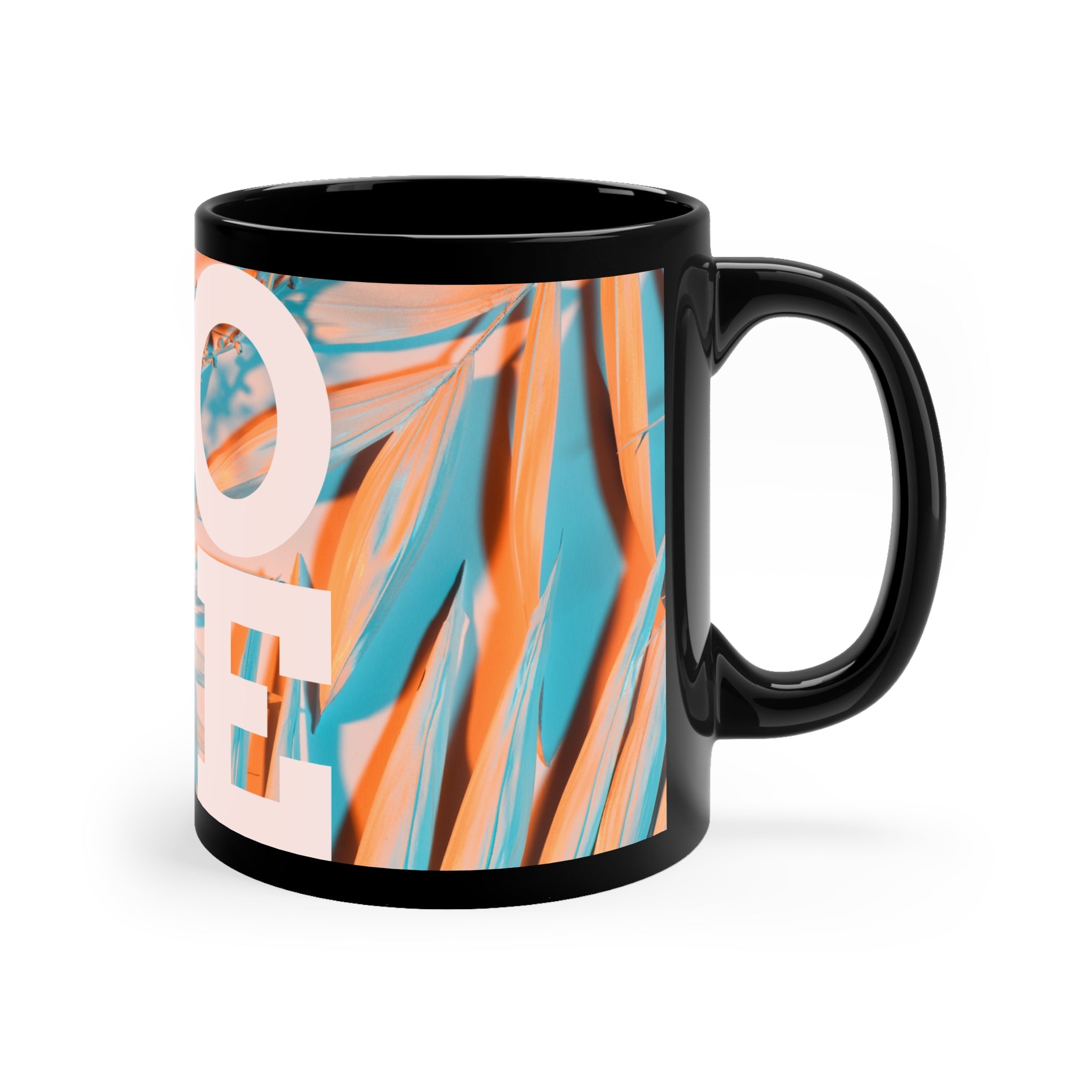 Water Color Palm Tree LOVE - 11oz Black Mug