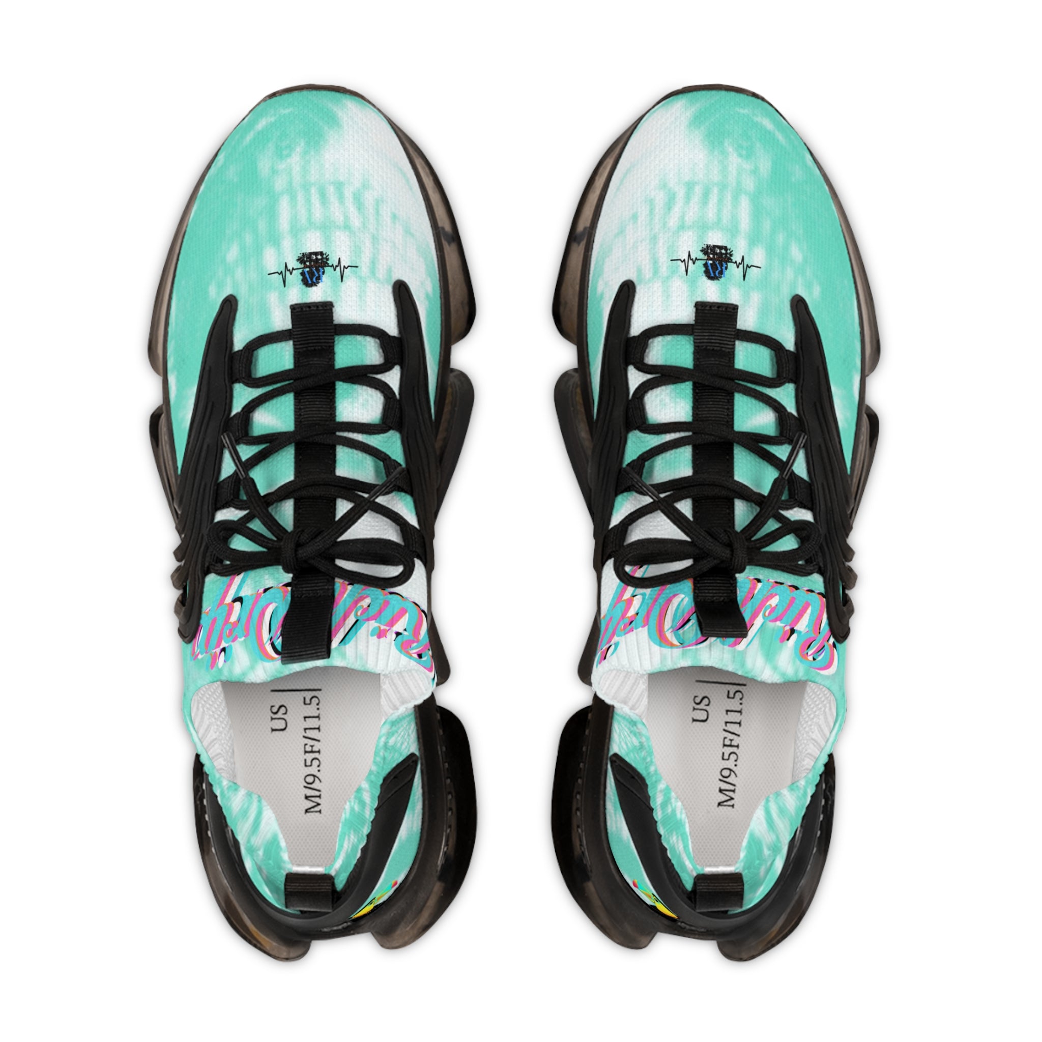 RV5 Pulse Turquoise Skull tropical Miami Green Glow Logo - Men's Mesh Sneakers