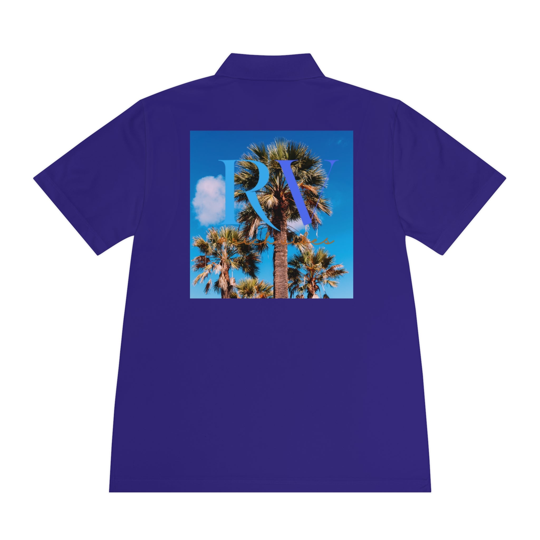 Rich Vibes Palm Trees RV Logo Blue Skies - Men's Sport Polo Shirt