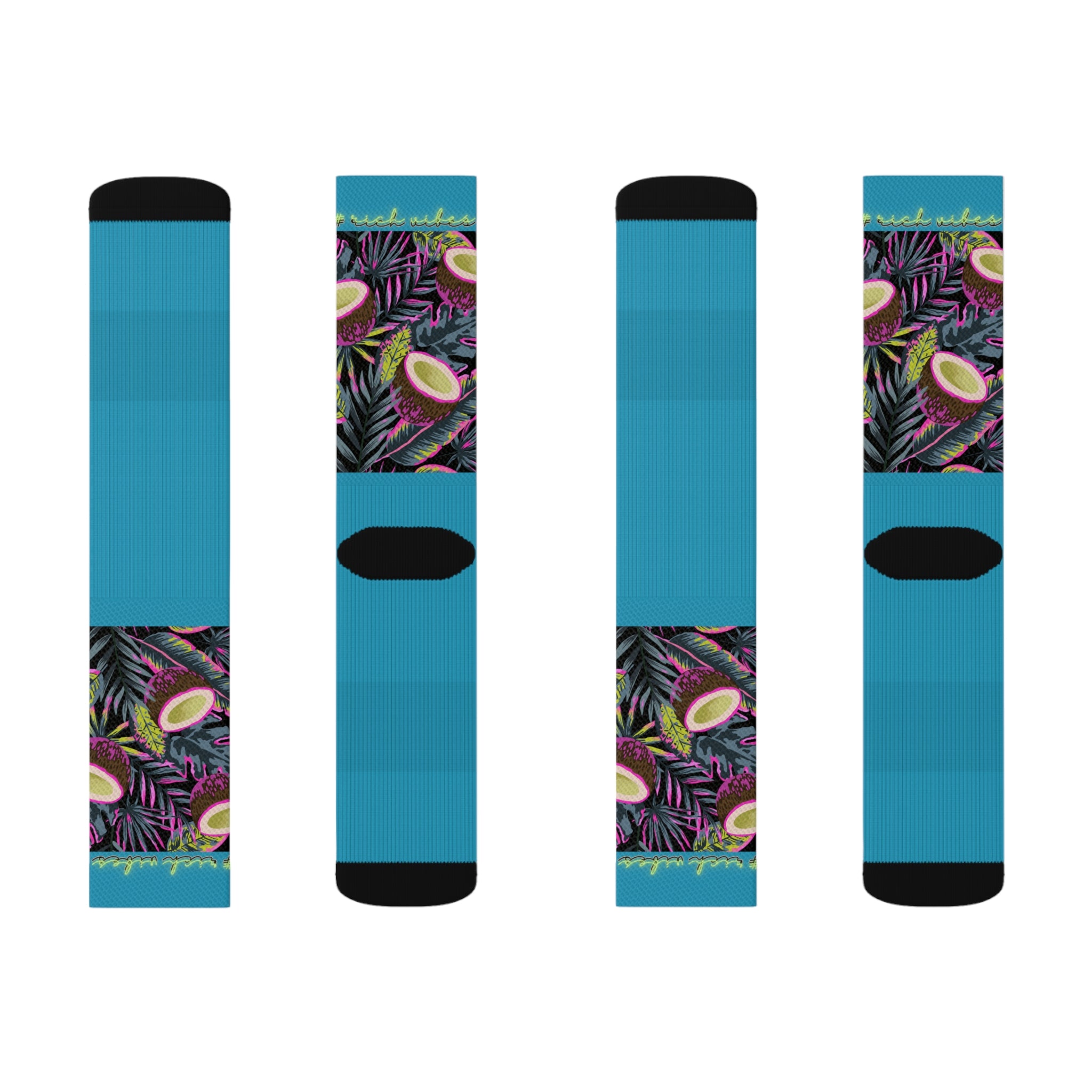 Rich Vibes Volt Tropical Coconut Turquoise - Sublimation Socks