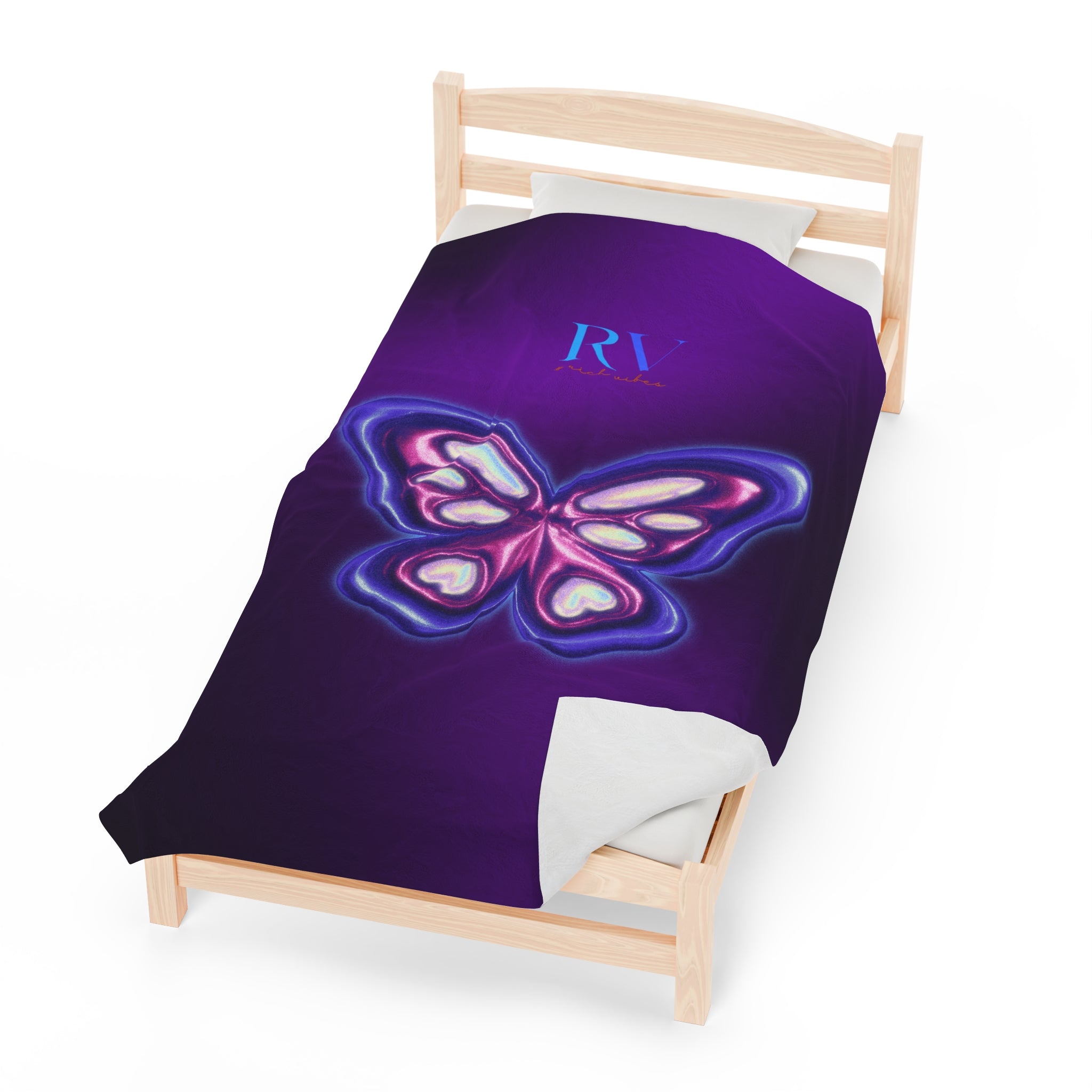 RV Rich Vibes Purple ButterFly  - Velveteen Plush Blanket