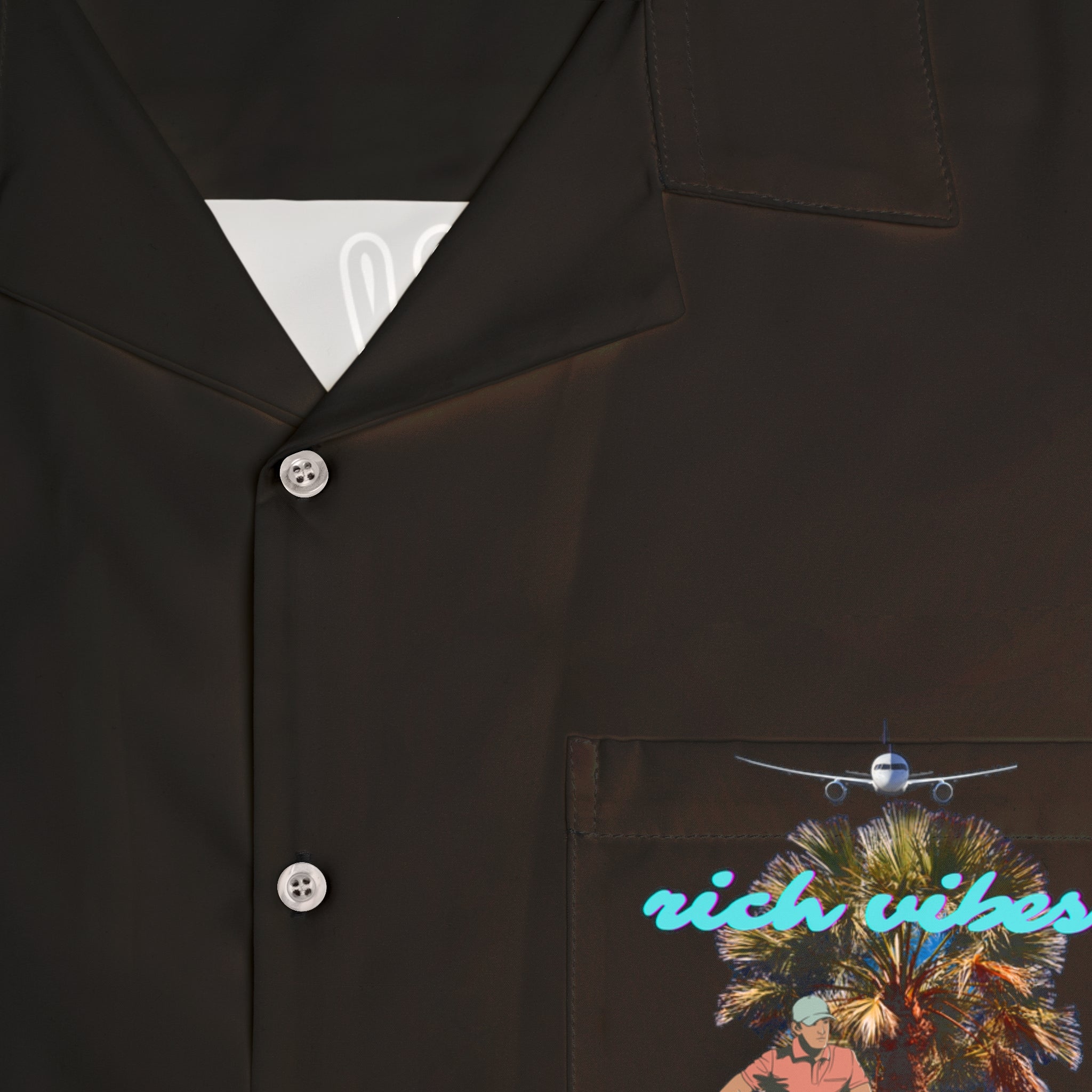 Rich Vibes RV Golfer's  Colorful Palm Tree Chill Vibes - Men's Hawaiian Shirt (AOP)Black