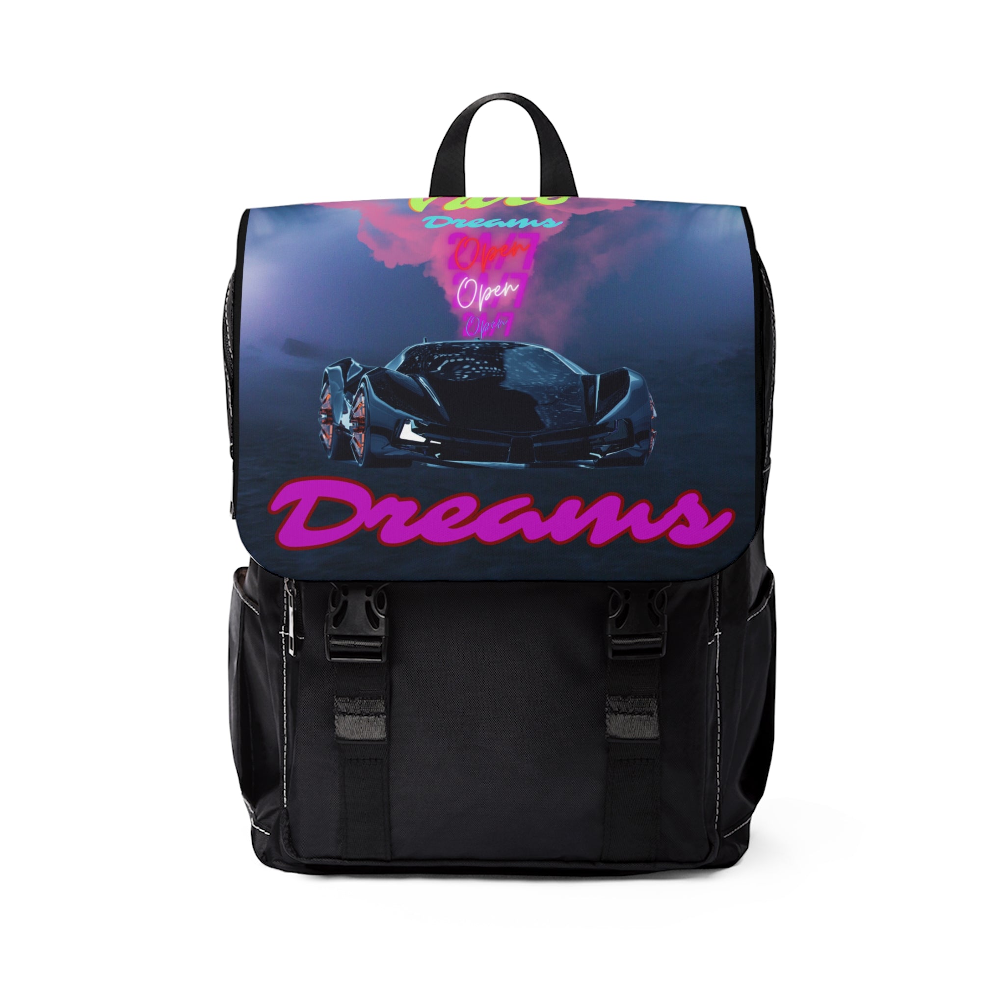 Rich Vibes Big Purple Dreams Open 24/7 - Unisex Casual Shoulder Backpack