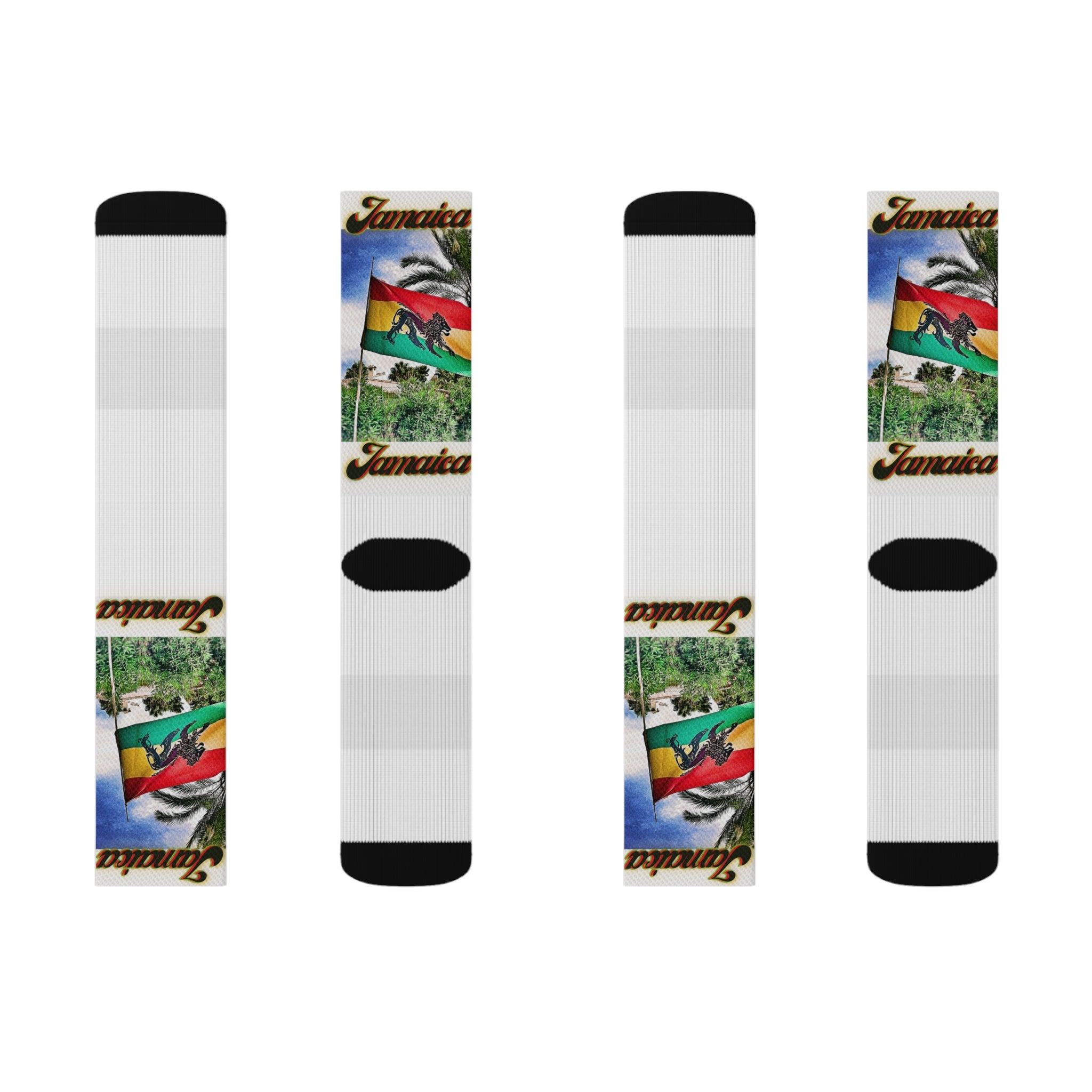 Lion Of Judah Jamaica Flag - White Sublimation Socks