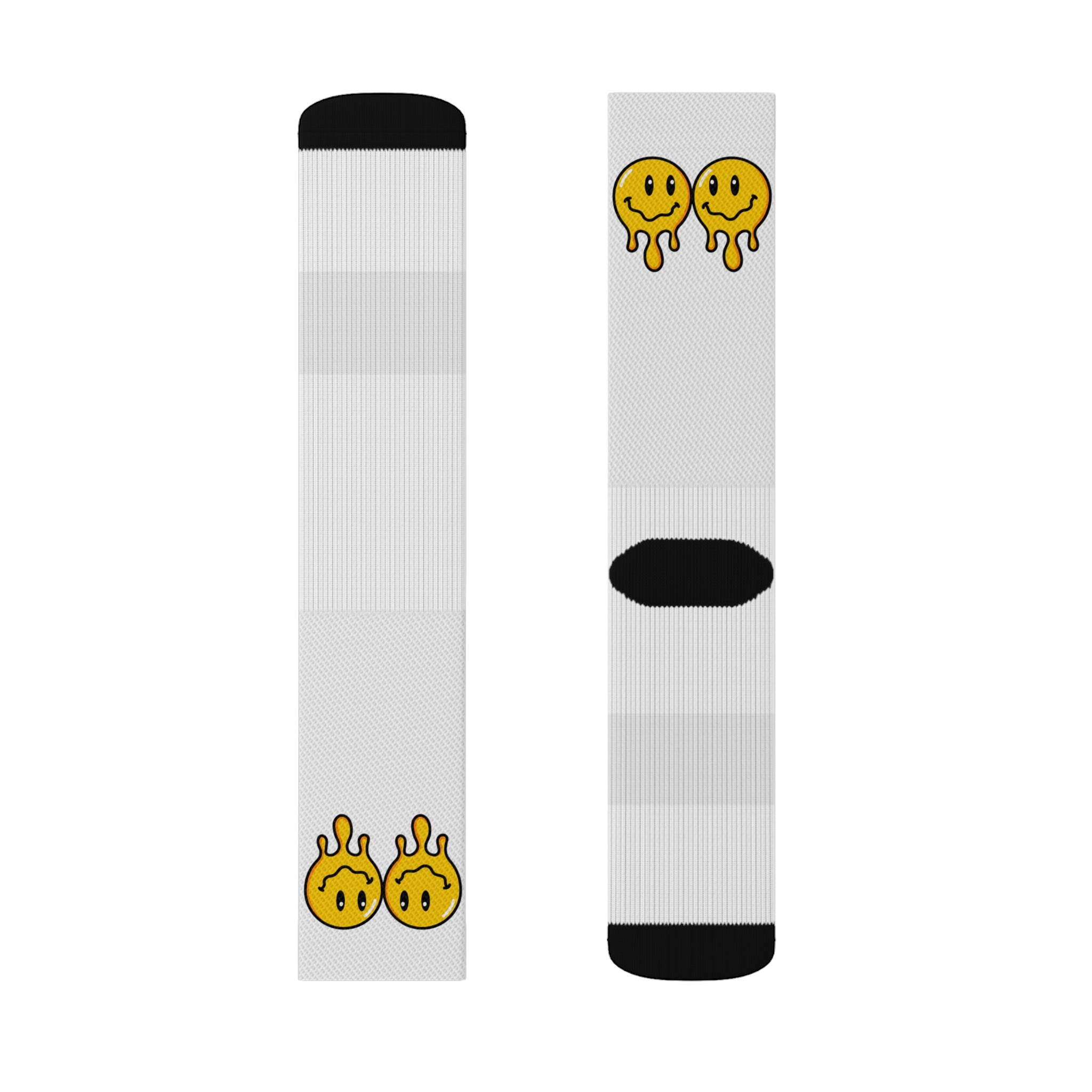 Rich Drip Drippy Smiley Faces - Sublimation Socks White