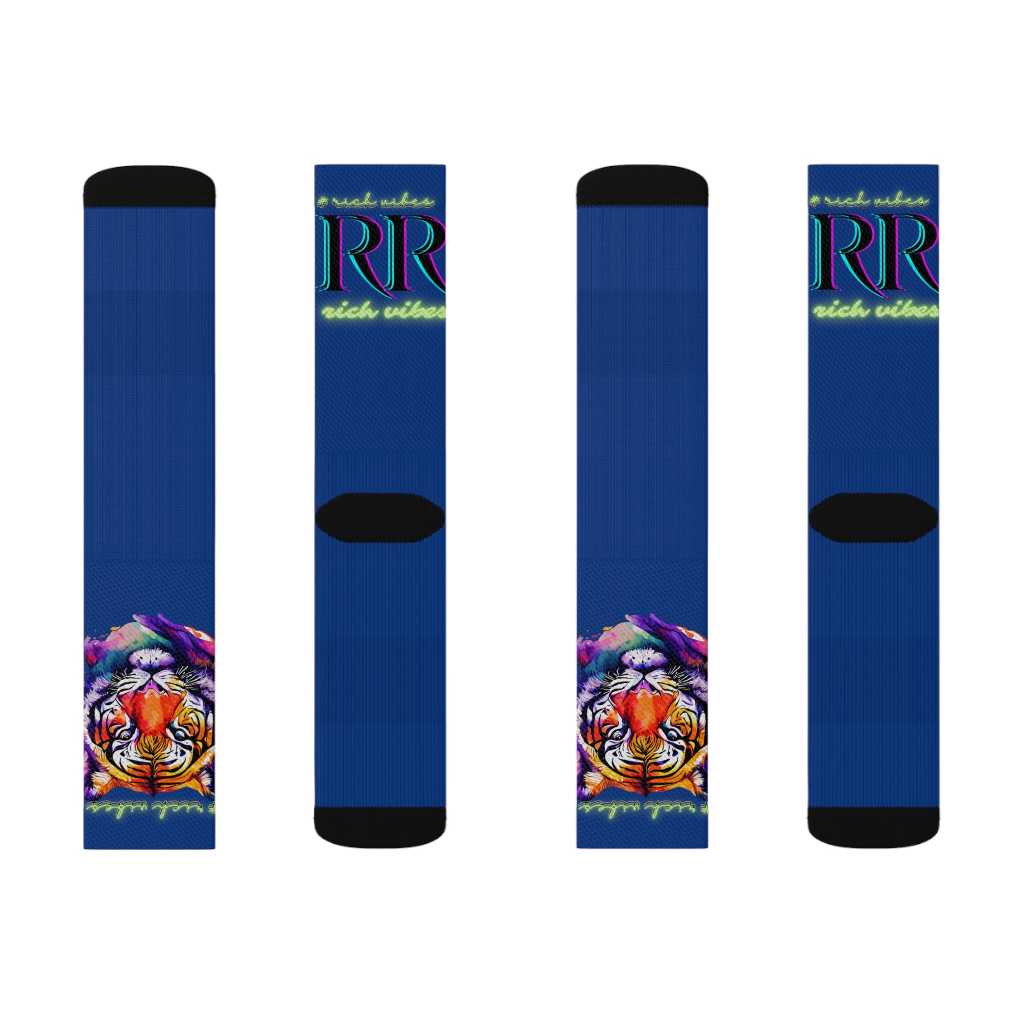 Rich Vibes RR Volt Tropical Jungle Tiger - Sublimation Socks Royal Blue