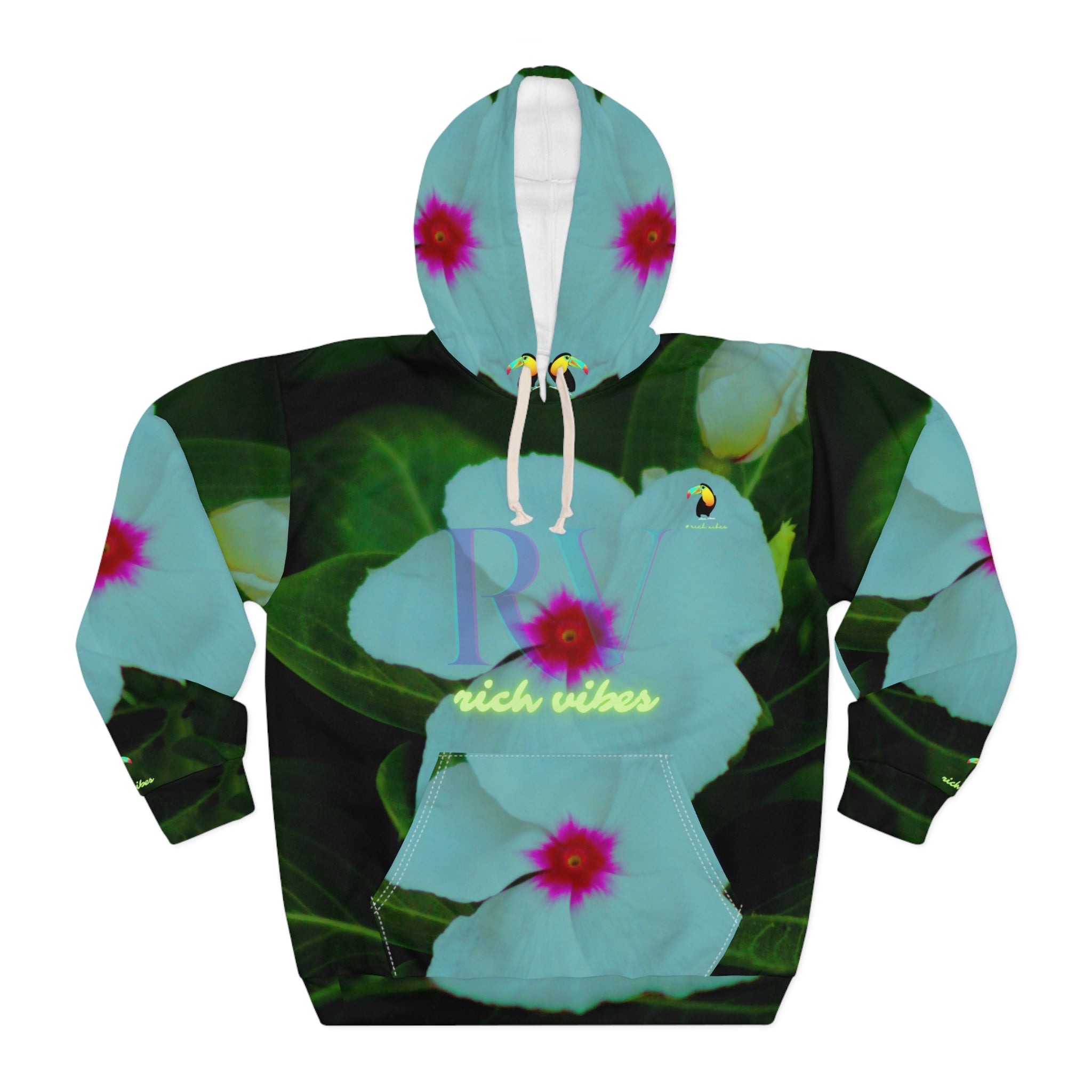 Rich Vibes RV Volt Forest Leaf Daisy - Unisex Pullover Hoodie (AOP)