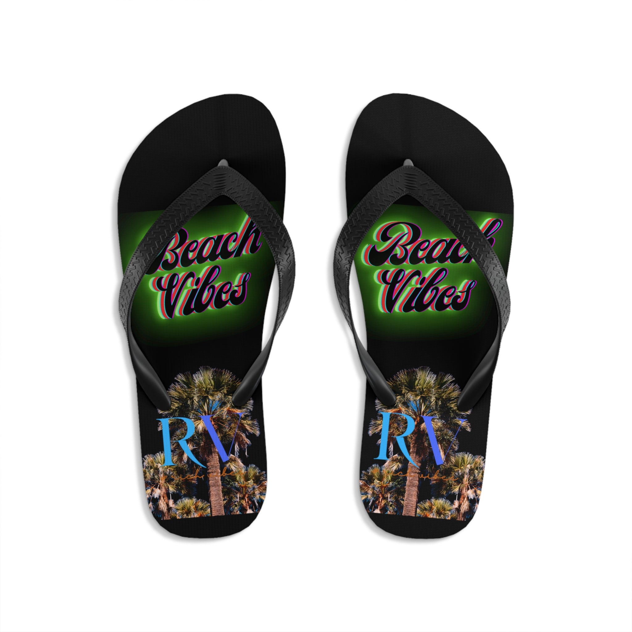 Rich Vibes RV Palm Tree Beach Vibes - Unisex Flip-Flops - S