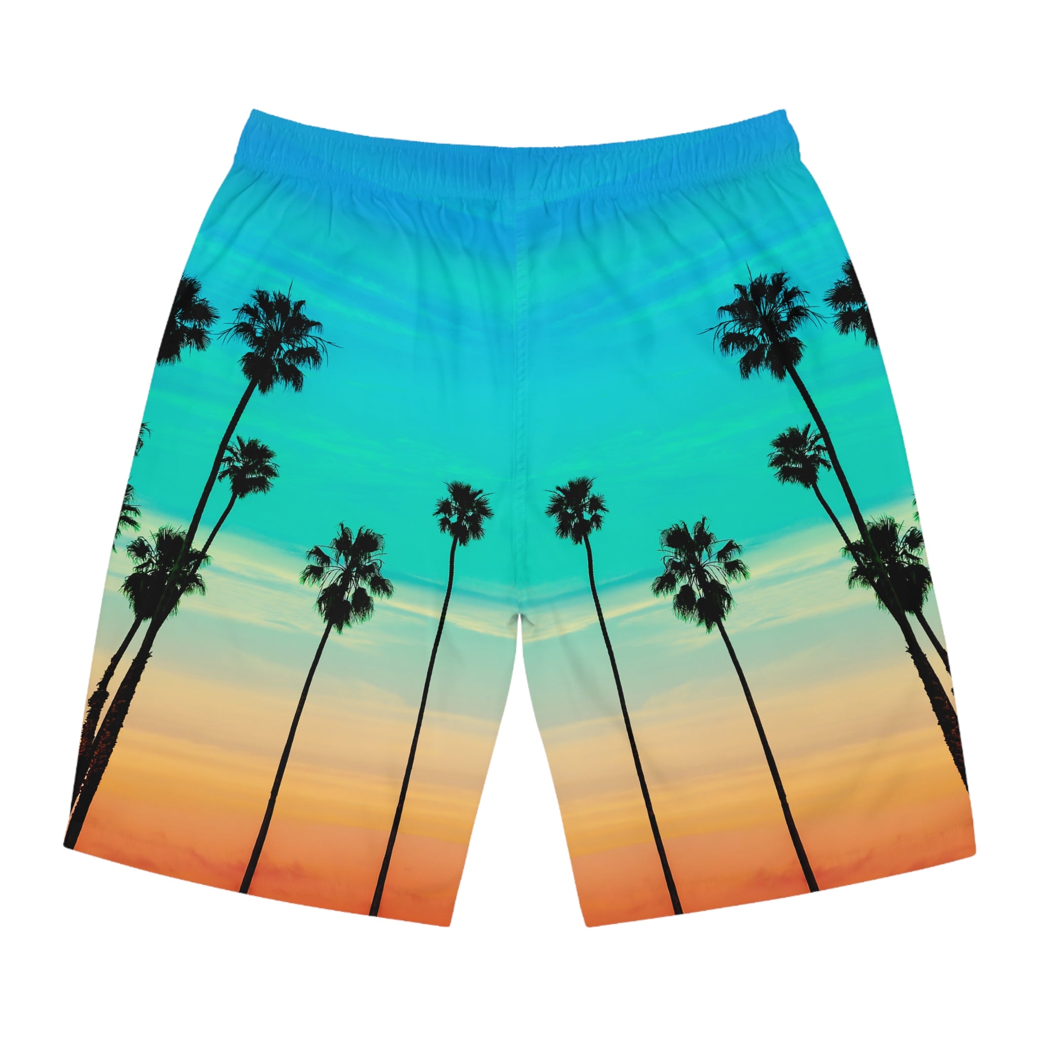 Rich Vibes Volt Turquoise Sunset Tiger Shield 3.0 - Men's Board Shorts (AOP)