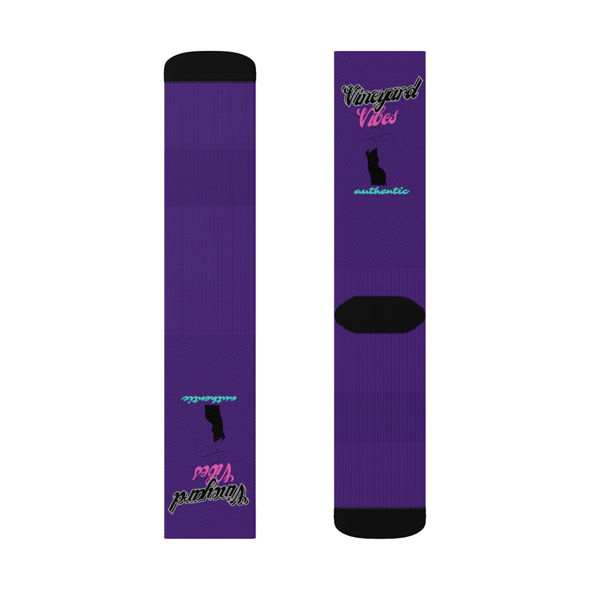 Vineyard Vibes Pink Silhouette Purple - Sublimation Socks