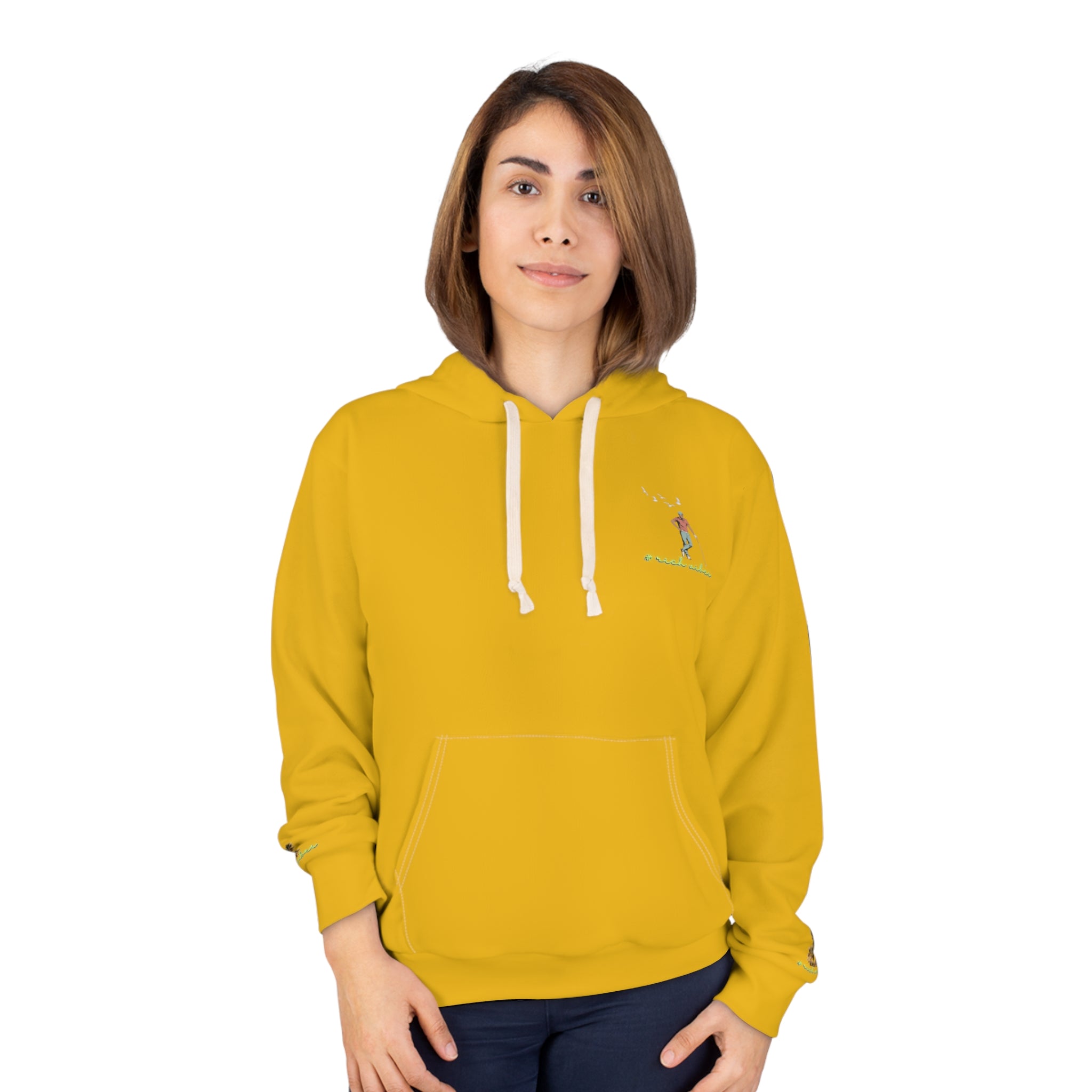 Rich Vibes Gold Colorful Palm Trees Volt Golf Pro 1.0 - Unisex Pullover Hoodie (AOP)