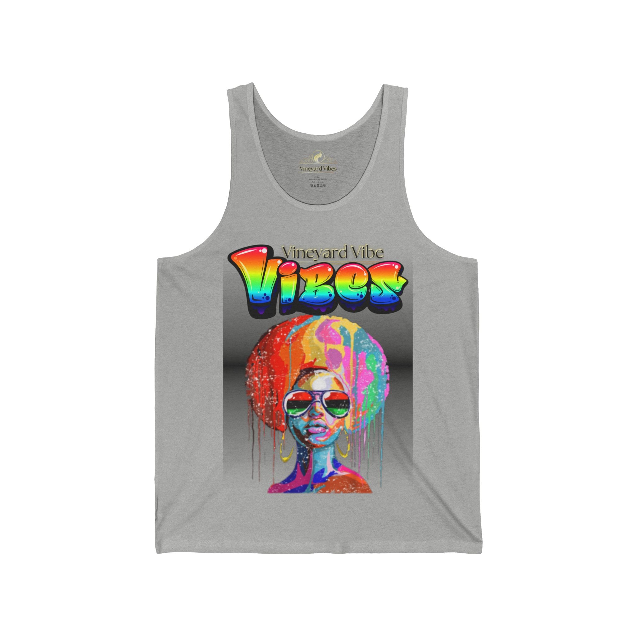 Vineyard Vibe Vibes Multi Colored Afro Water Color paint - Unisex Jersey Tank