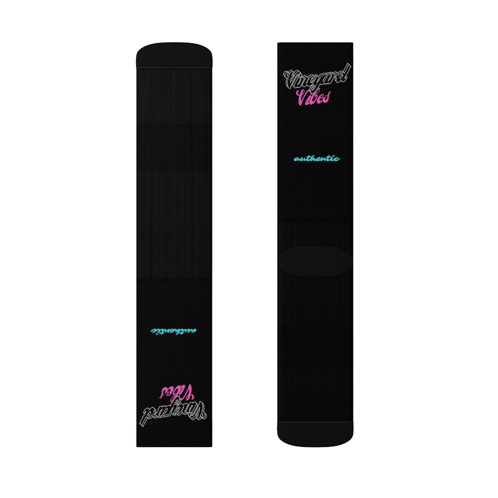 Vineyard Vibes Pink Silhouette Black - Sublimation Socks