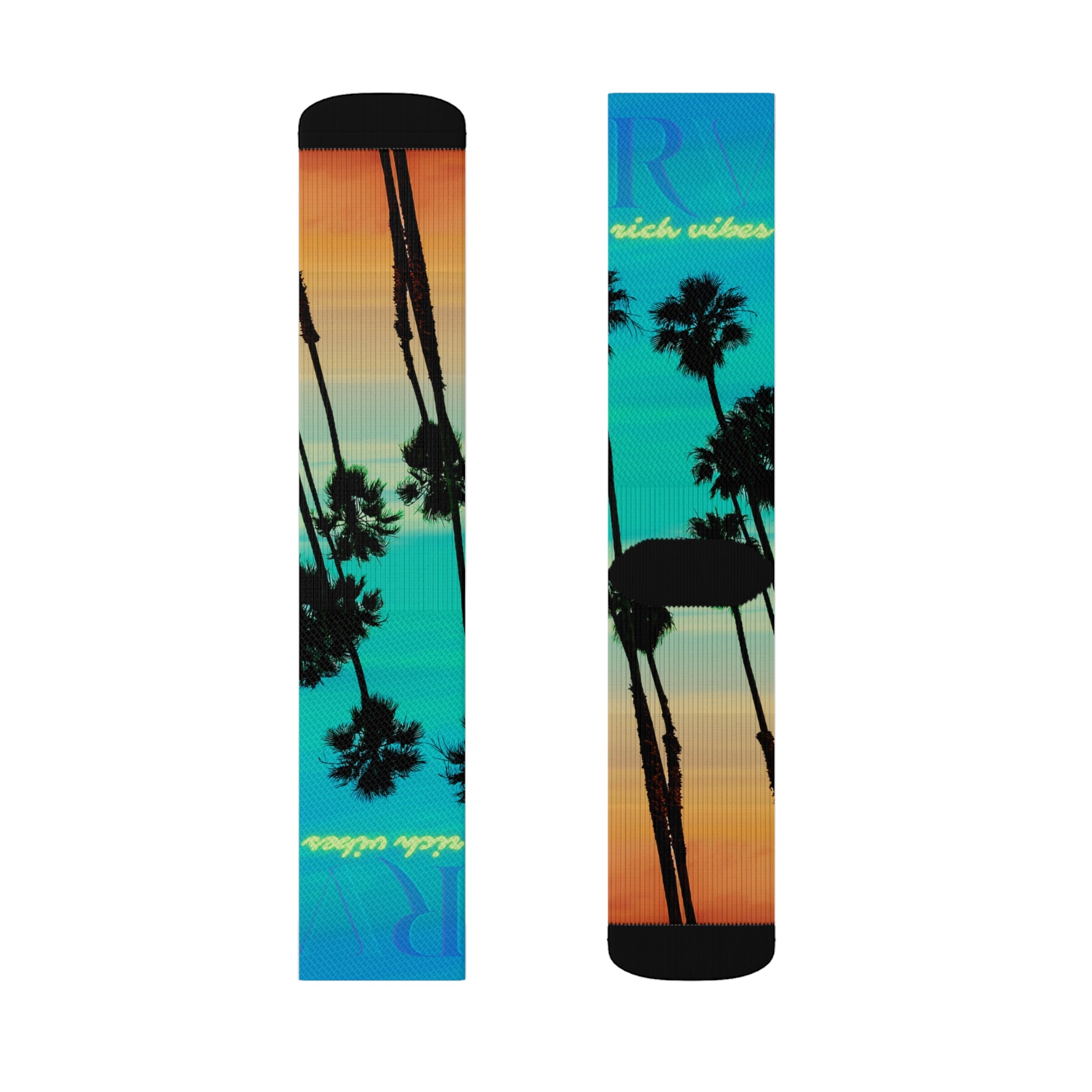 Rich Drip Blue Skies Beach Vibes RV - Sublimation Socks Blue Volt