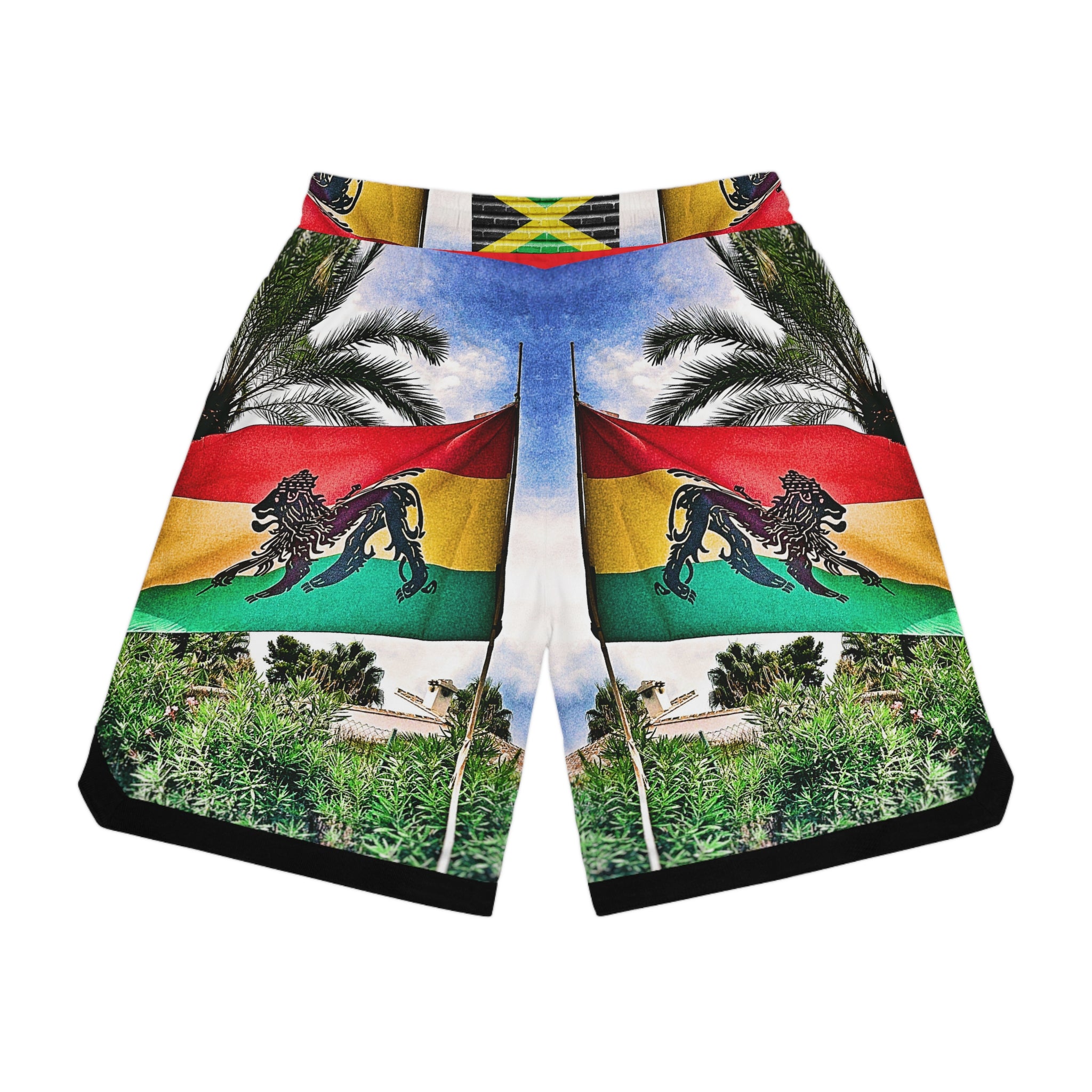 Lion of Judah Jamaica Flag RV Pulse - Basketball Rib Shorts (AOP)