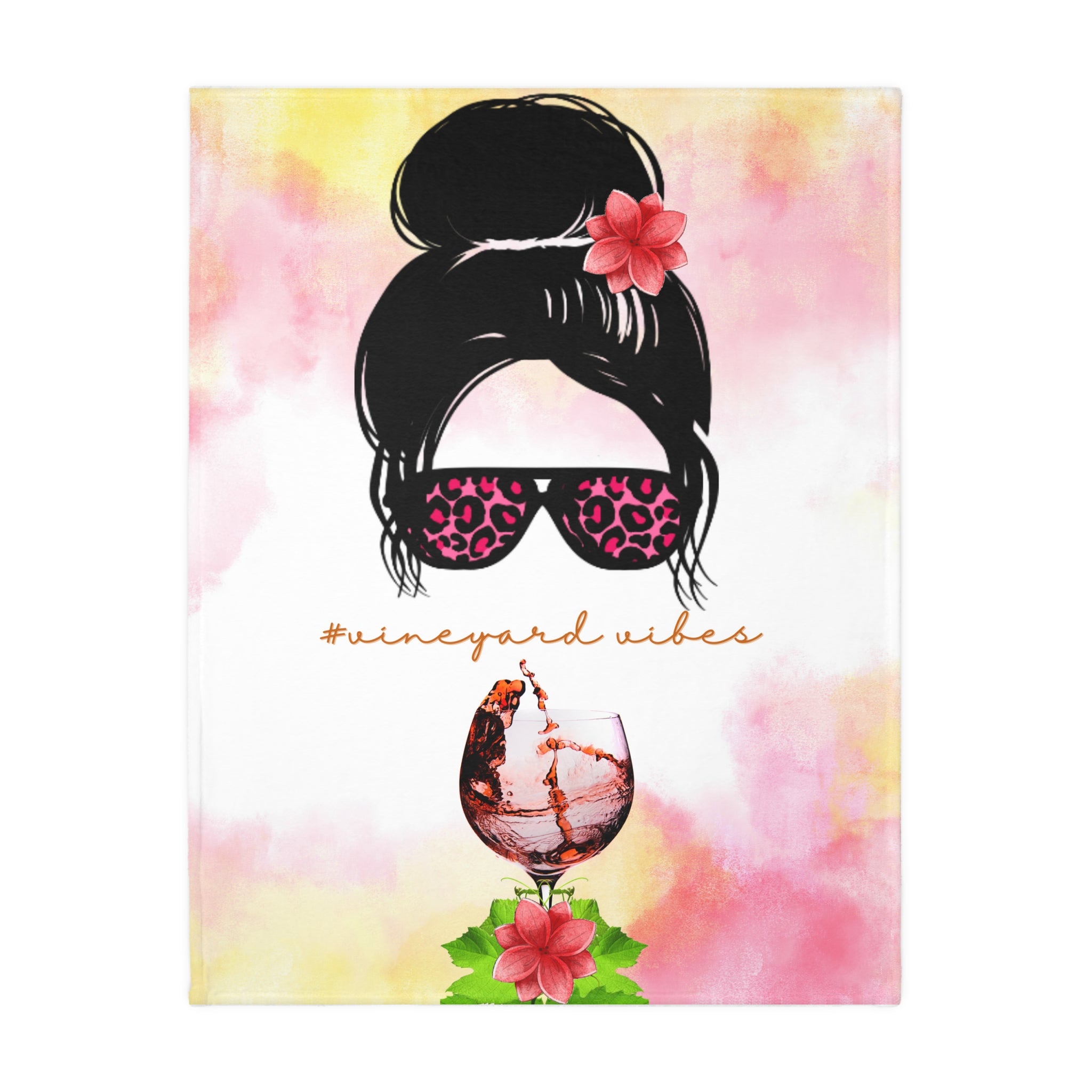 Vineyard Vibes Water Colors Velveteen Minky Blanket (Two-sided print)