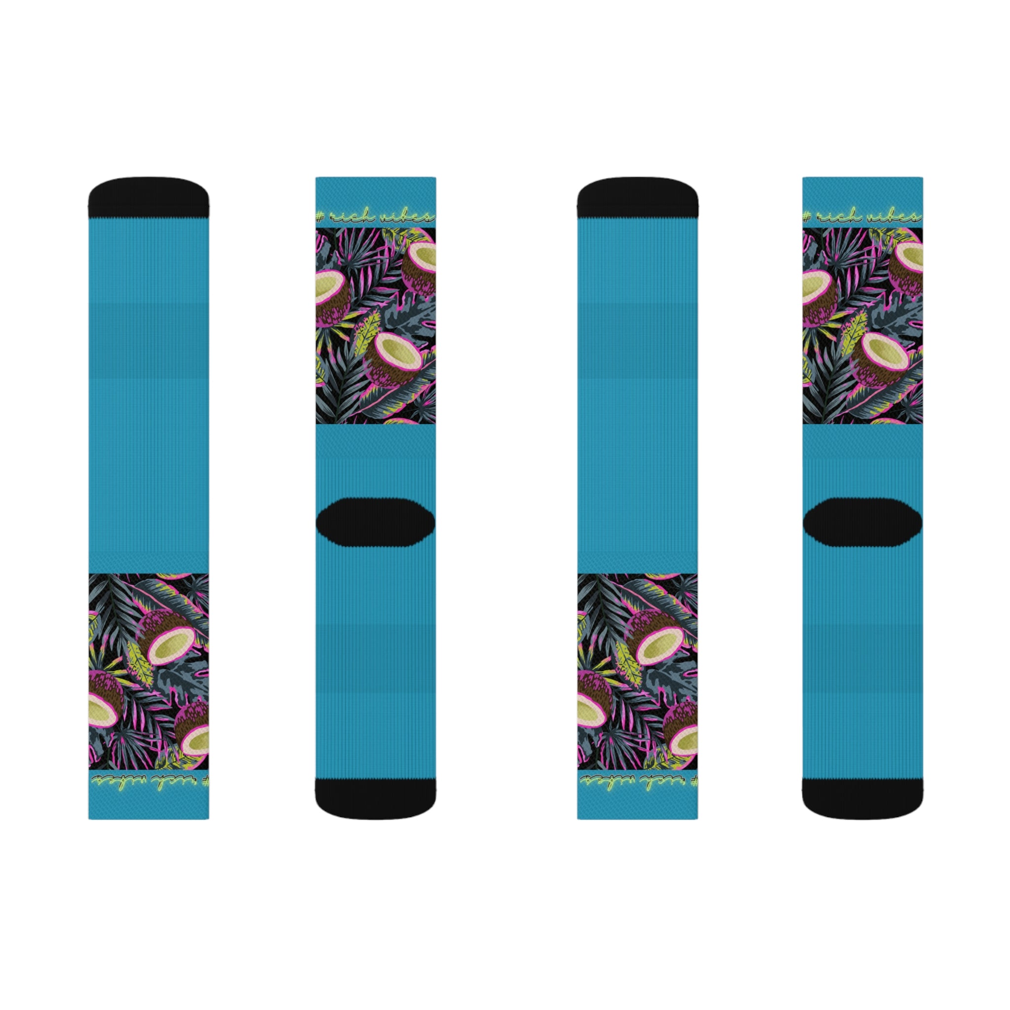 Rich Vibes Volt Tropical Coconut Turquoise - Sublimation Socks